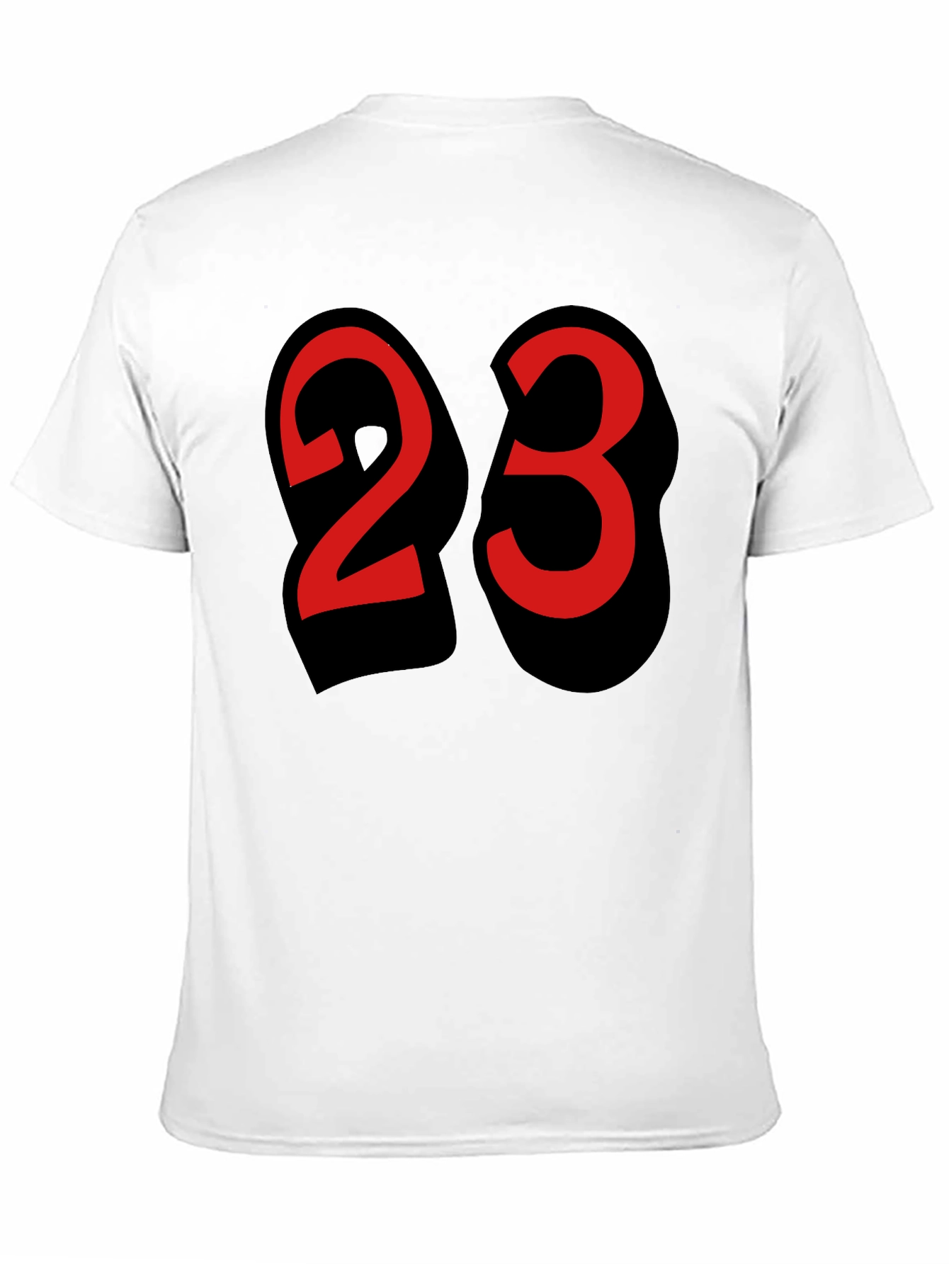 Mens Black T-shirt with Bold Red Number 23 Design
