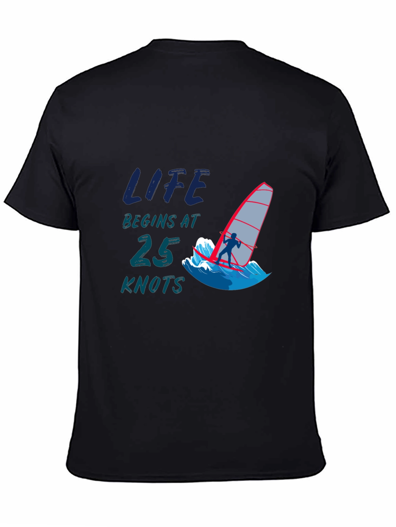 Life Begins at 25 Knots Black T-Shirt
