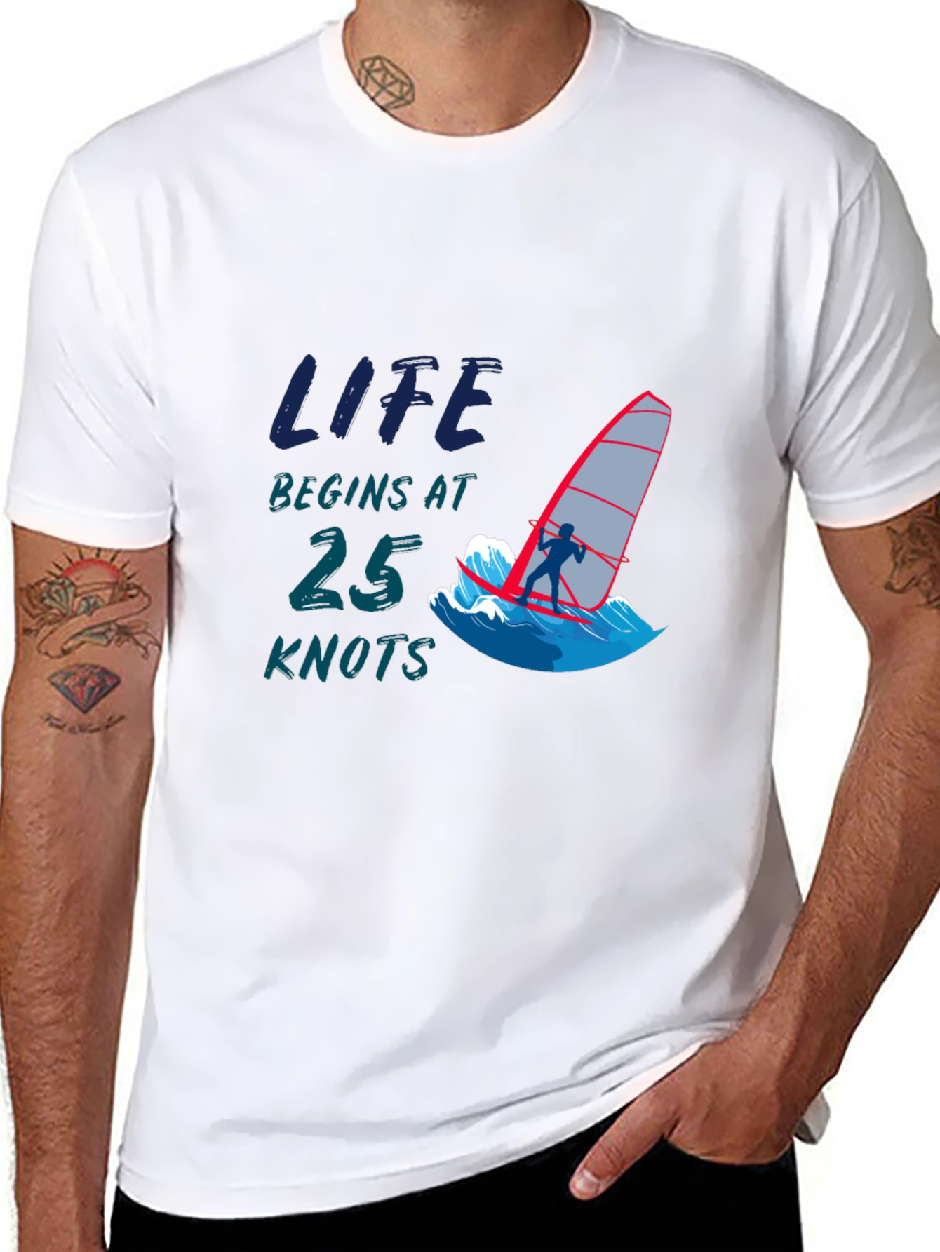 Life Begins at 25 Knots Black T-Shirt