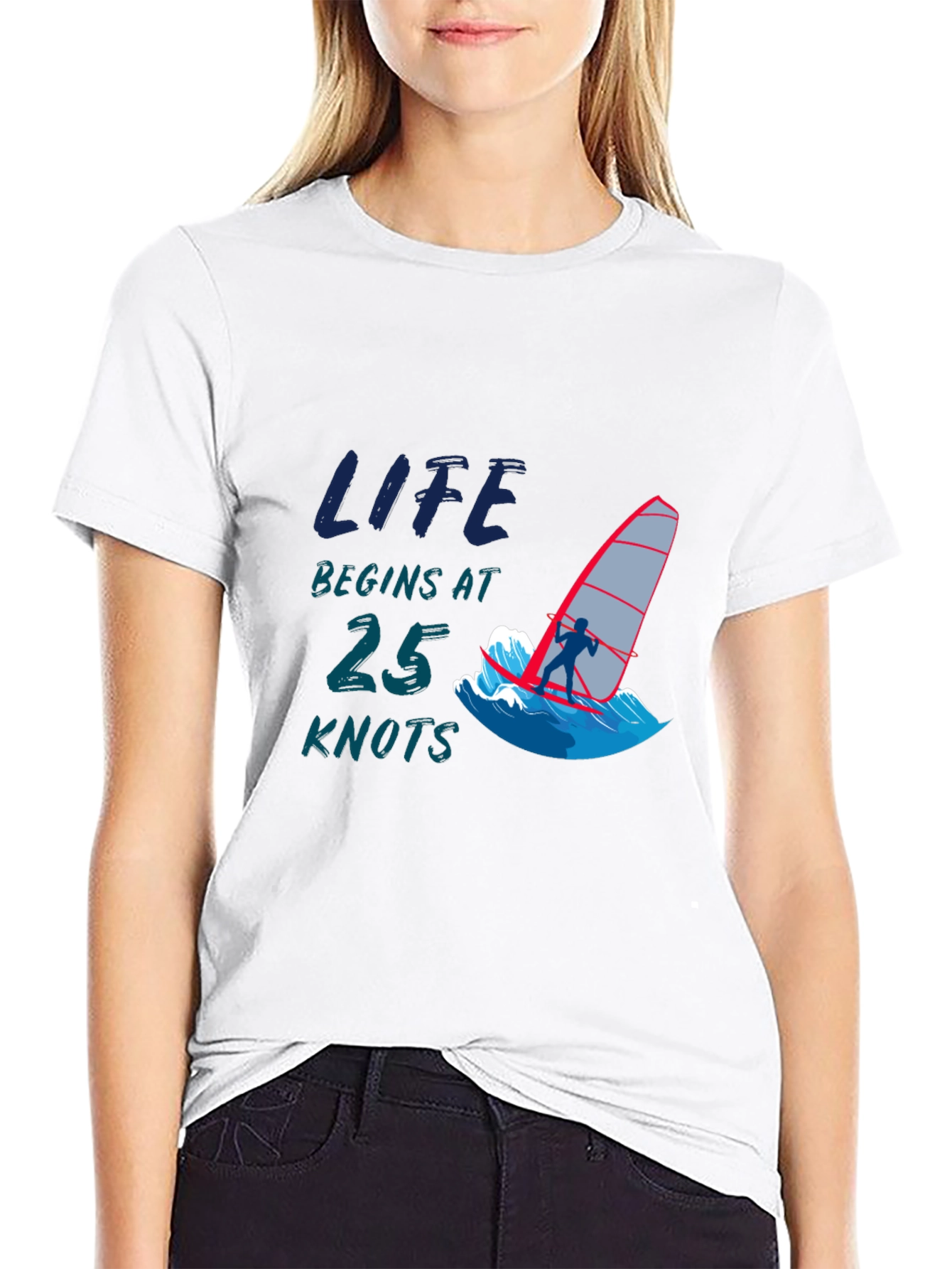 Life Begins at 25 Knots Black T-Shirt
