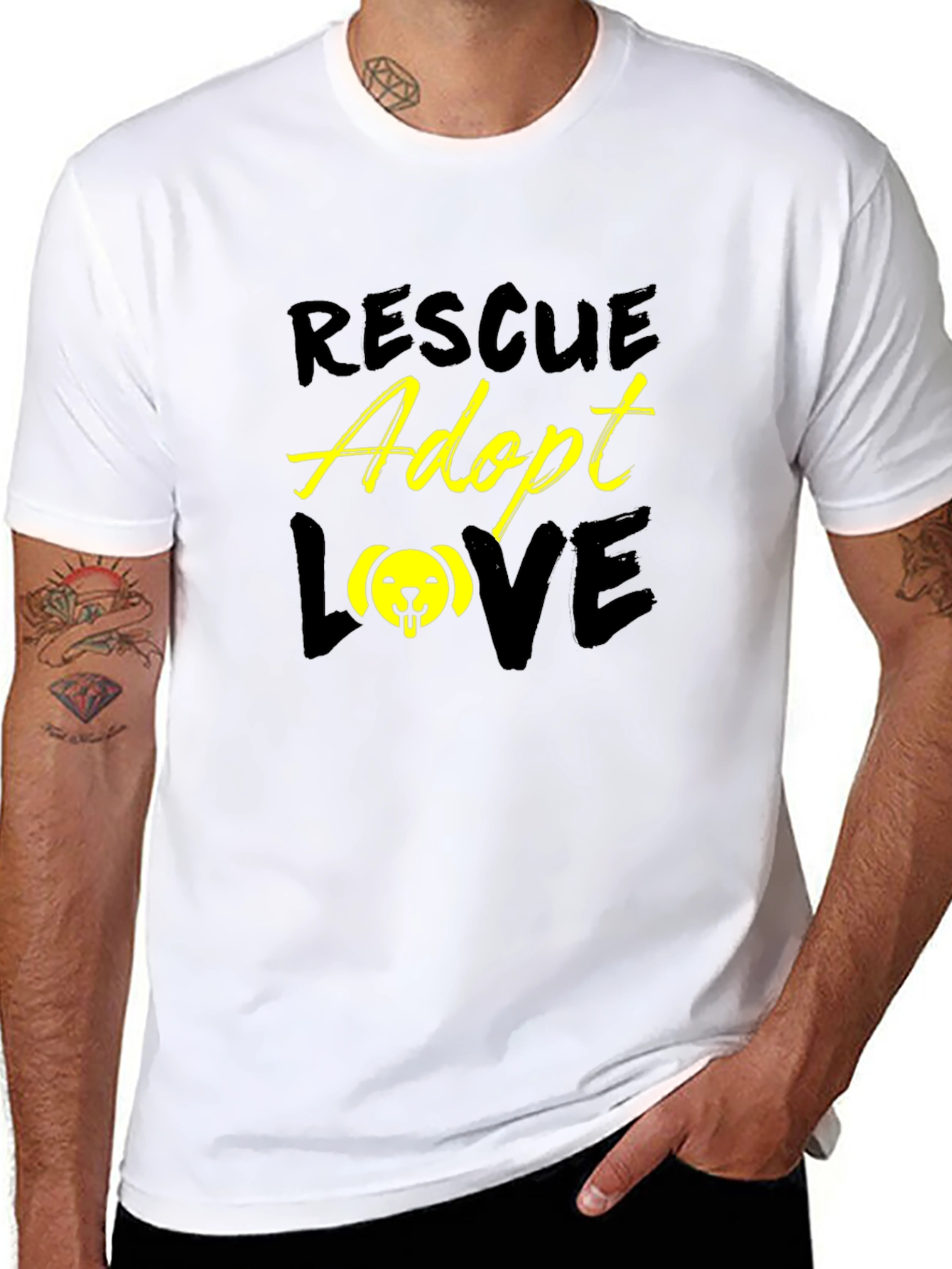 Rescue Adopt Love Graphic T-Shirt