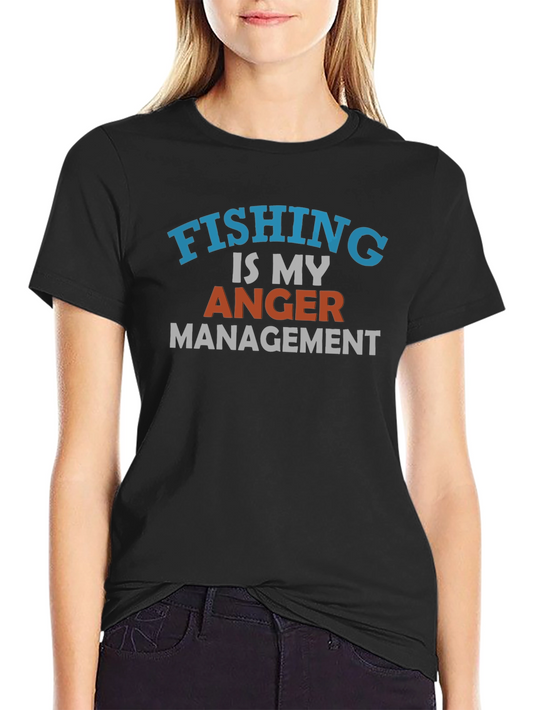 Fishing is My Anger Management Black T-Shirt