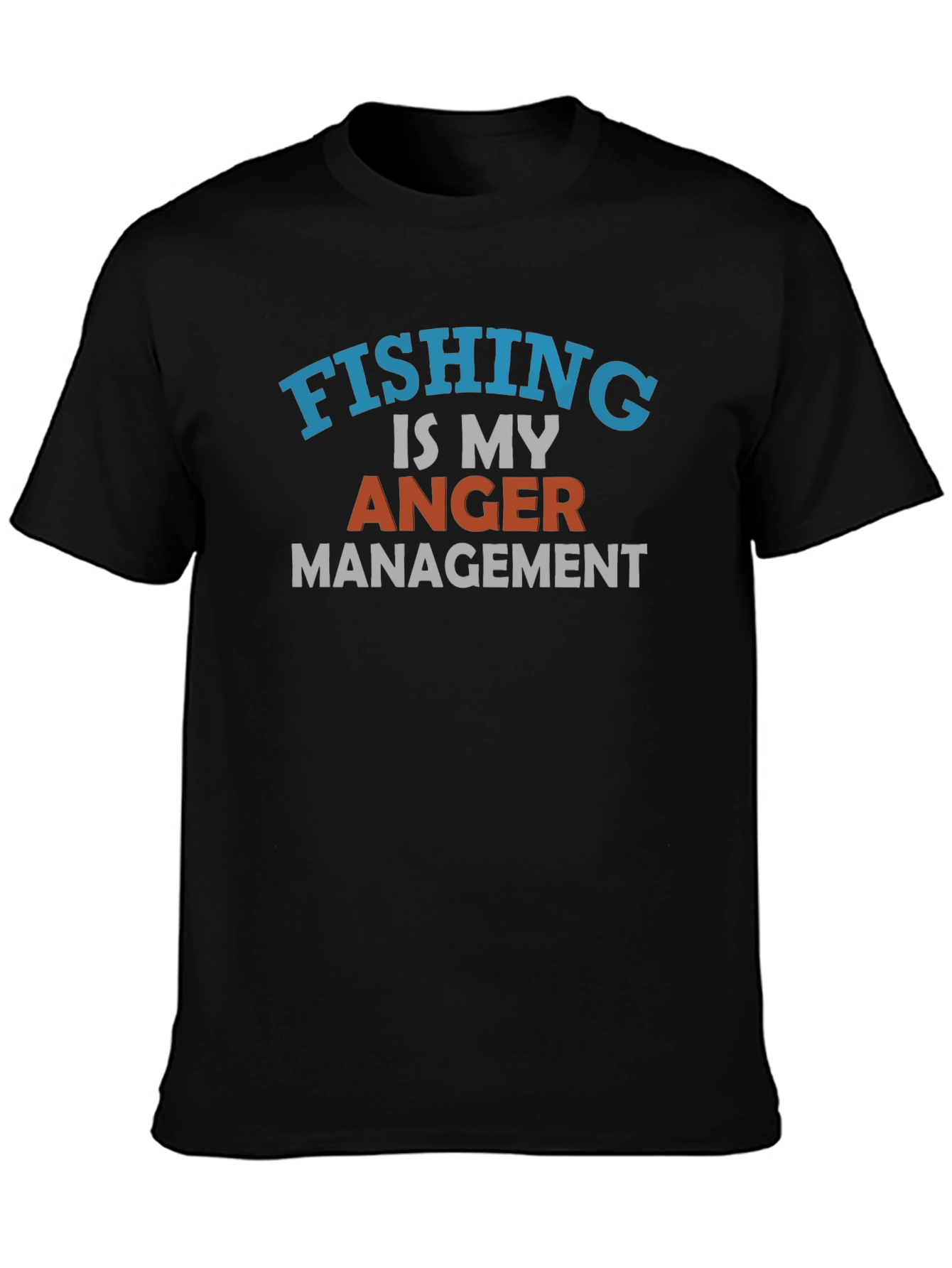 Fishing is My Anger Management Black T-Shirt