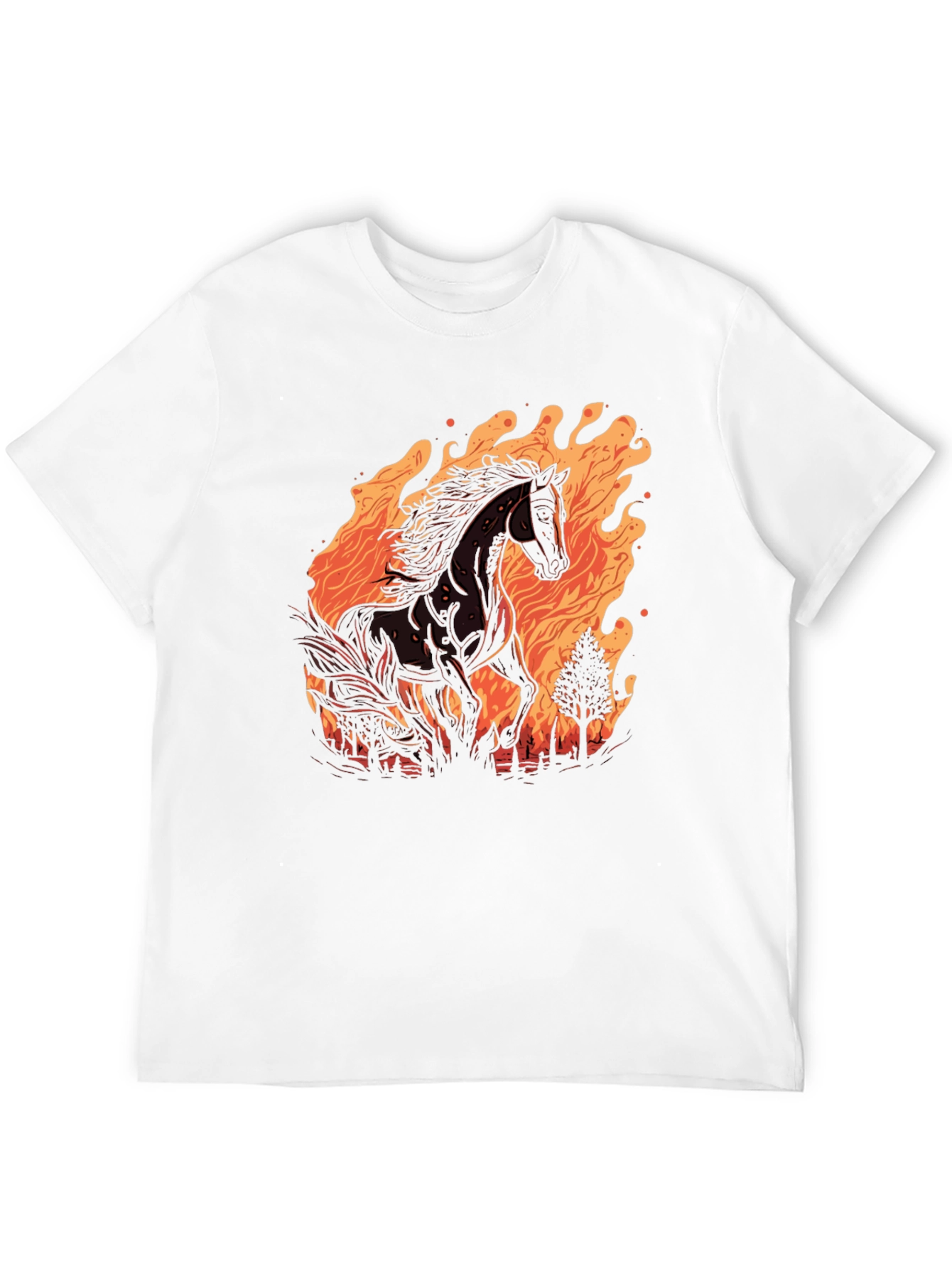 Fiery Horse Graphic Tee - Black Cotton
