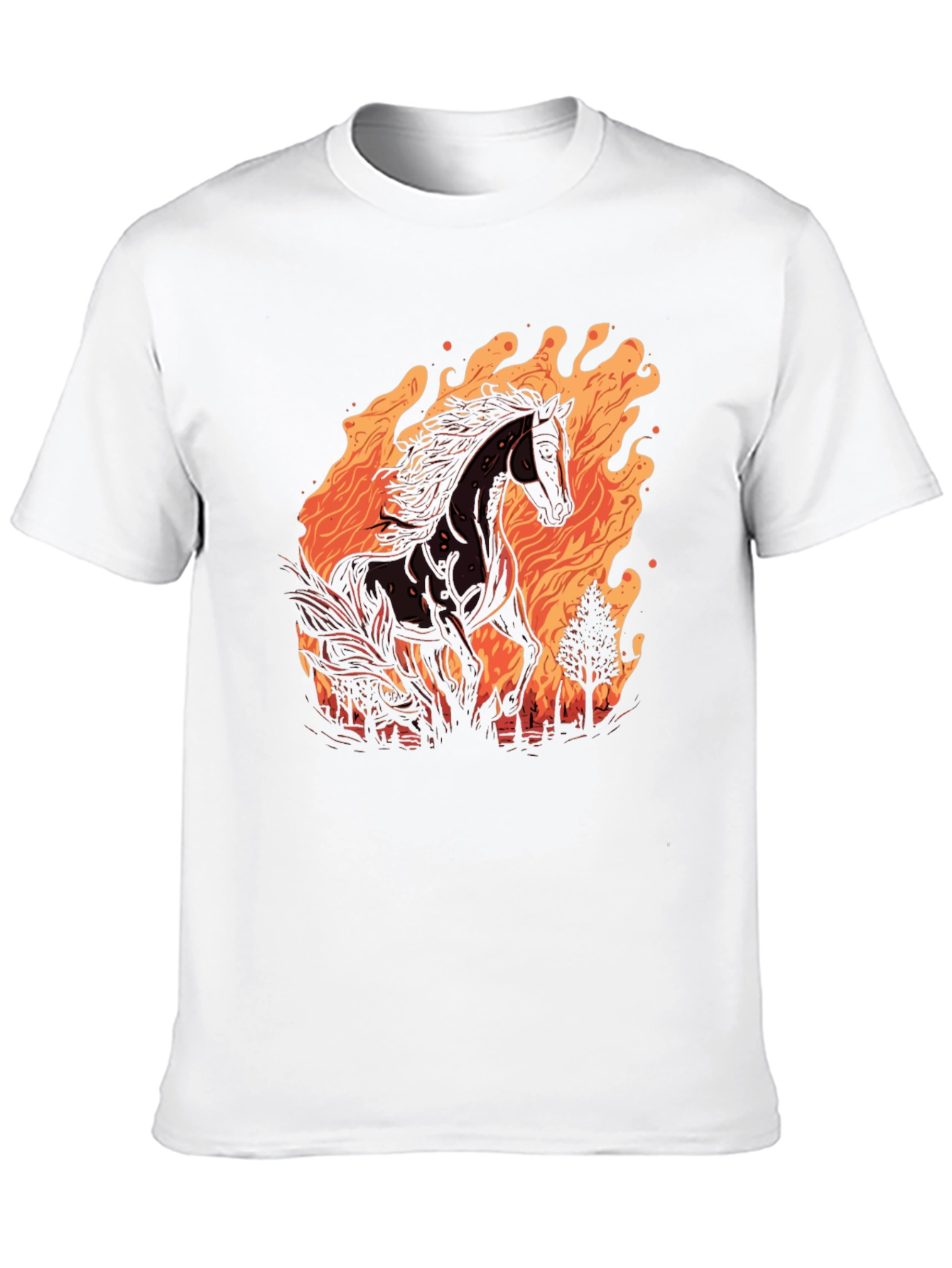 Fiery Horse Graphic Tee - Black Cotton