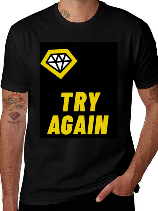 Try Again Diamond Tee - Stylish Black T-Shirt