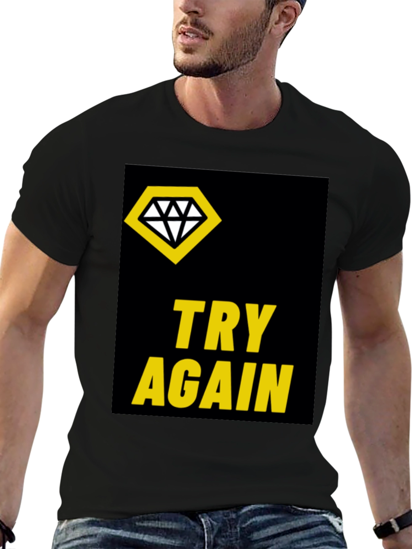 Try Again Diamond Tee - Stylish Black T-Shirt
