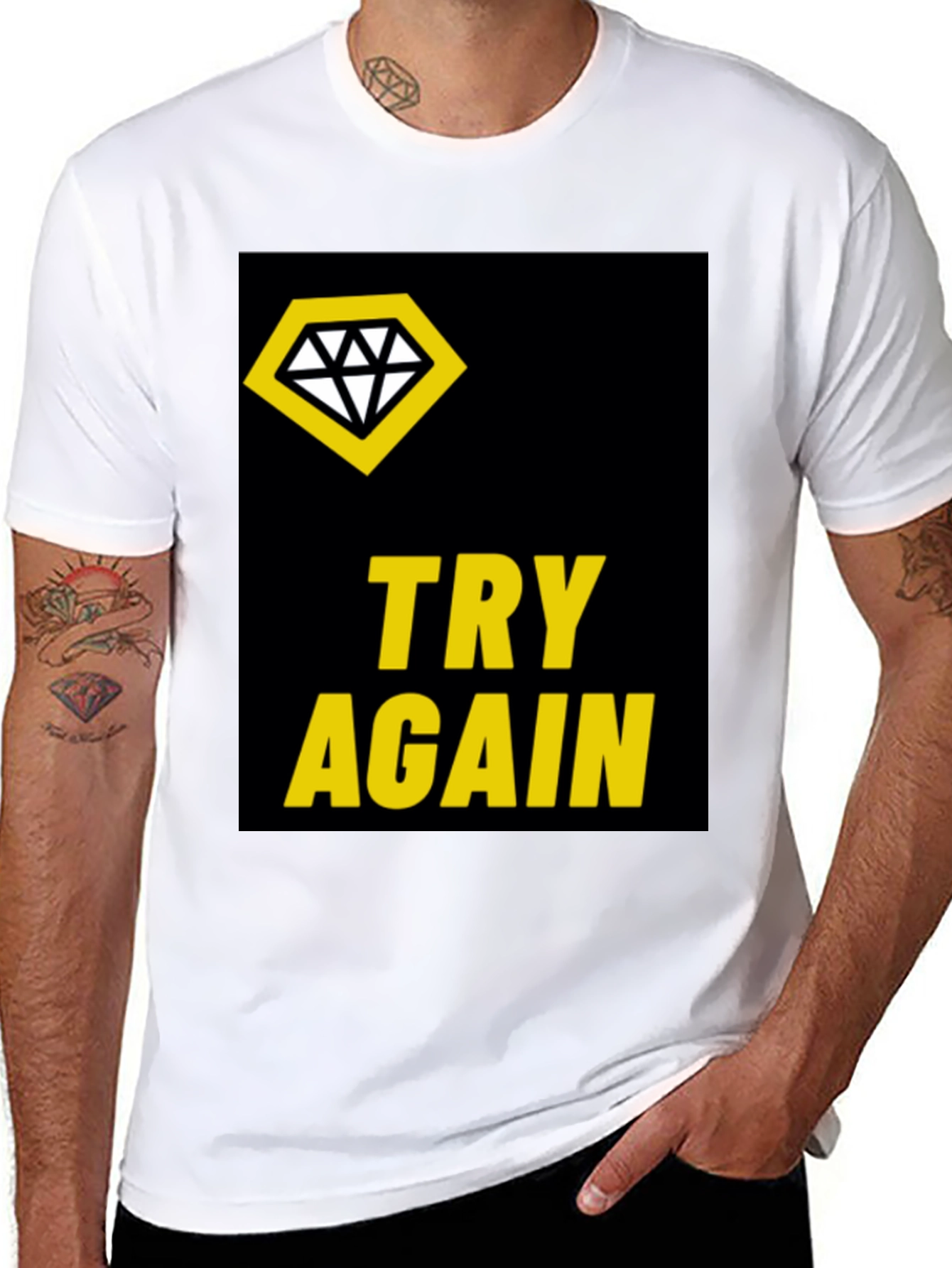 Try Again Diamond Tee - Stylish Black T-Shirt