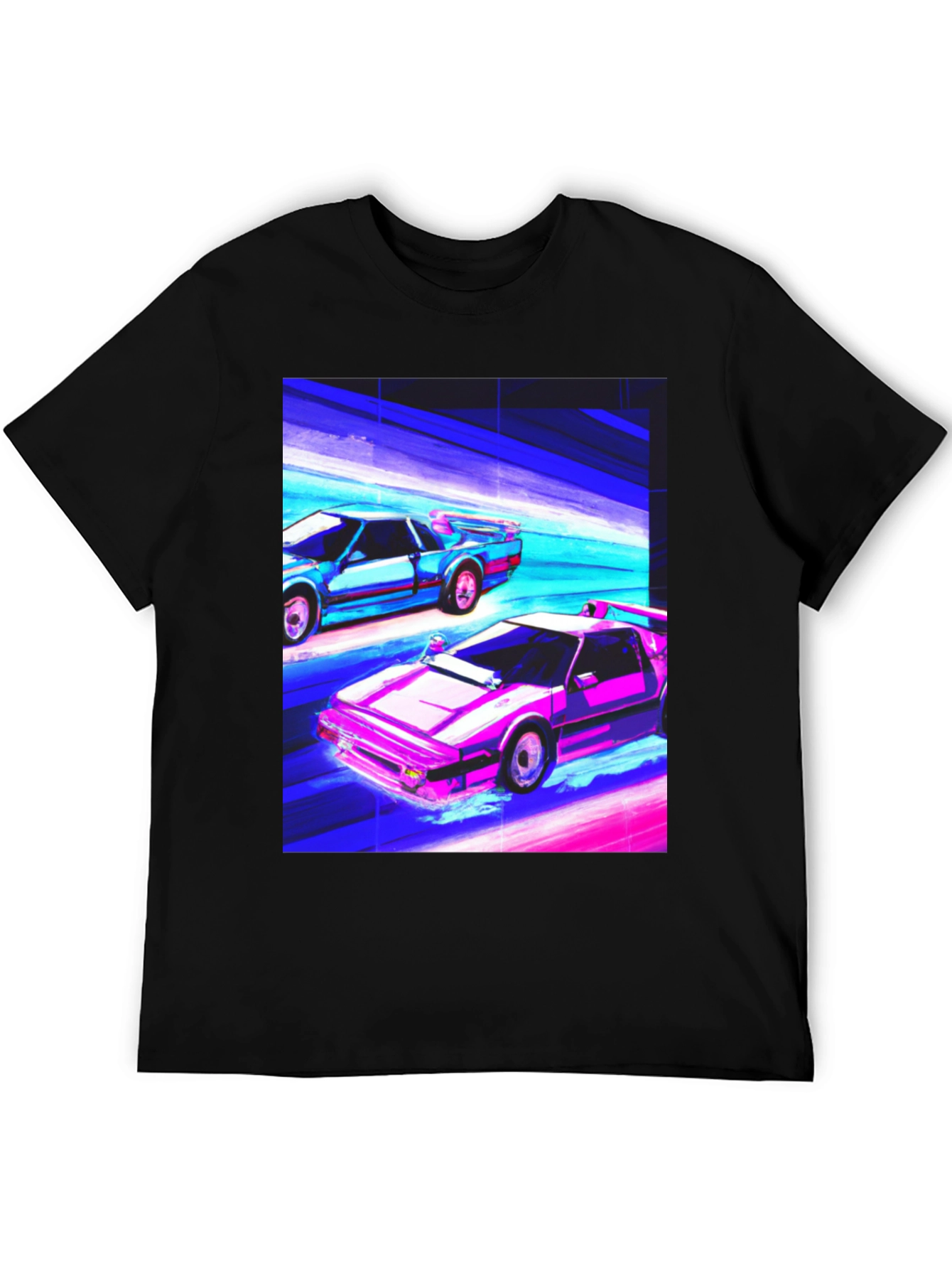 Retro Wave Car Graphic Tee - Black