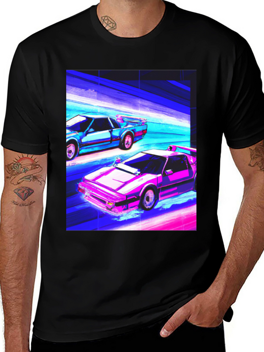 Retro Wave Car Graphic Tee - Black