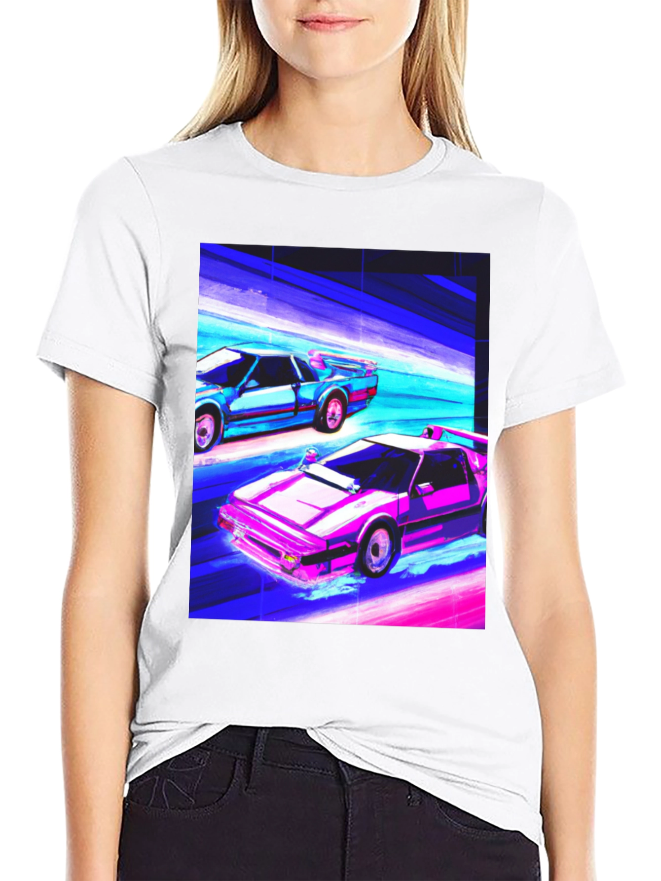 Retro Wave Car Graphic Tee - Black