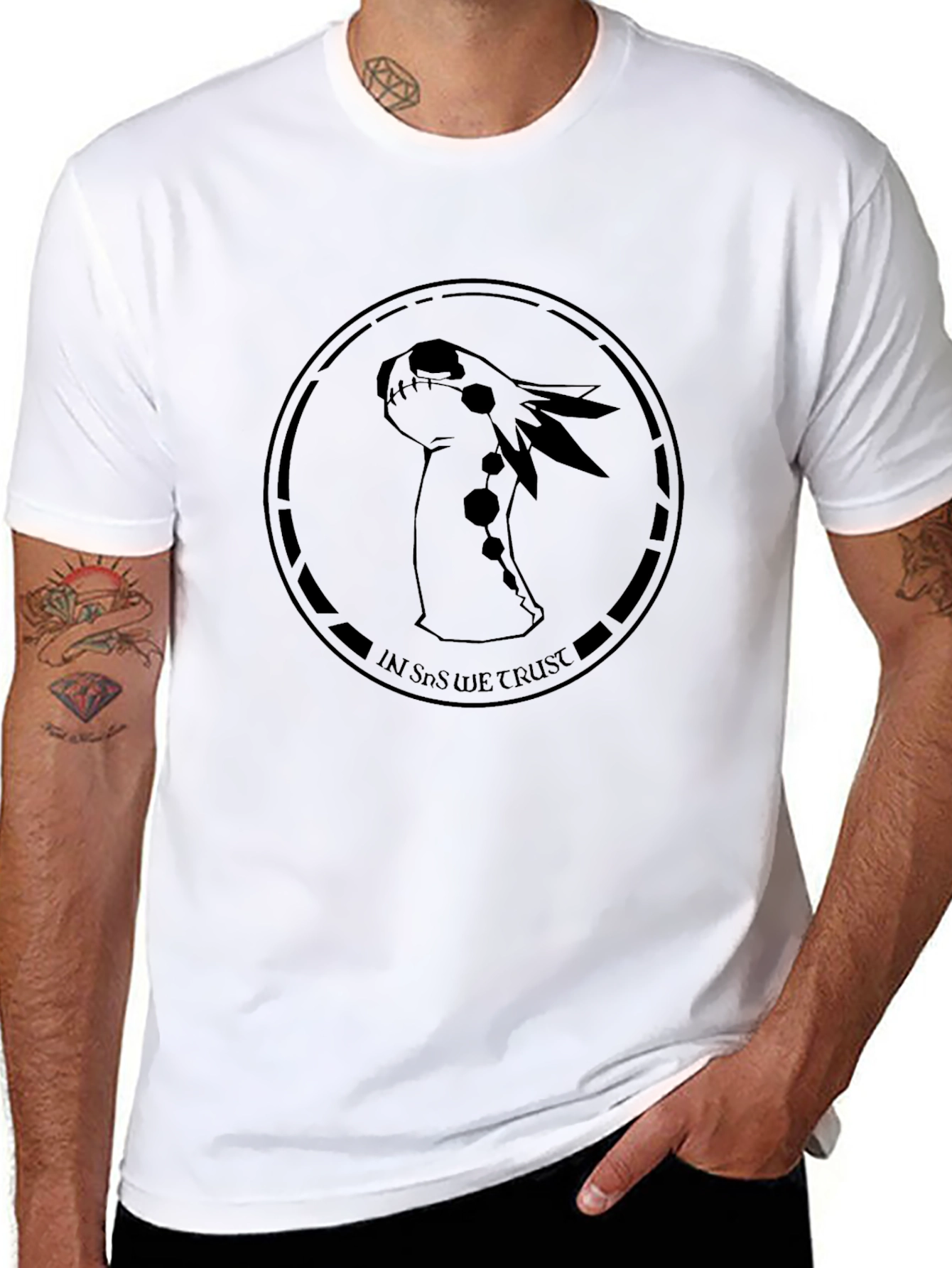 Unique Black T-Shirt with Illustrated Creature Design