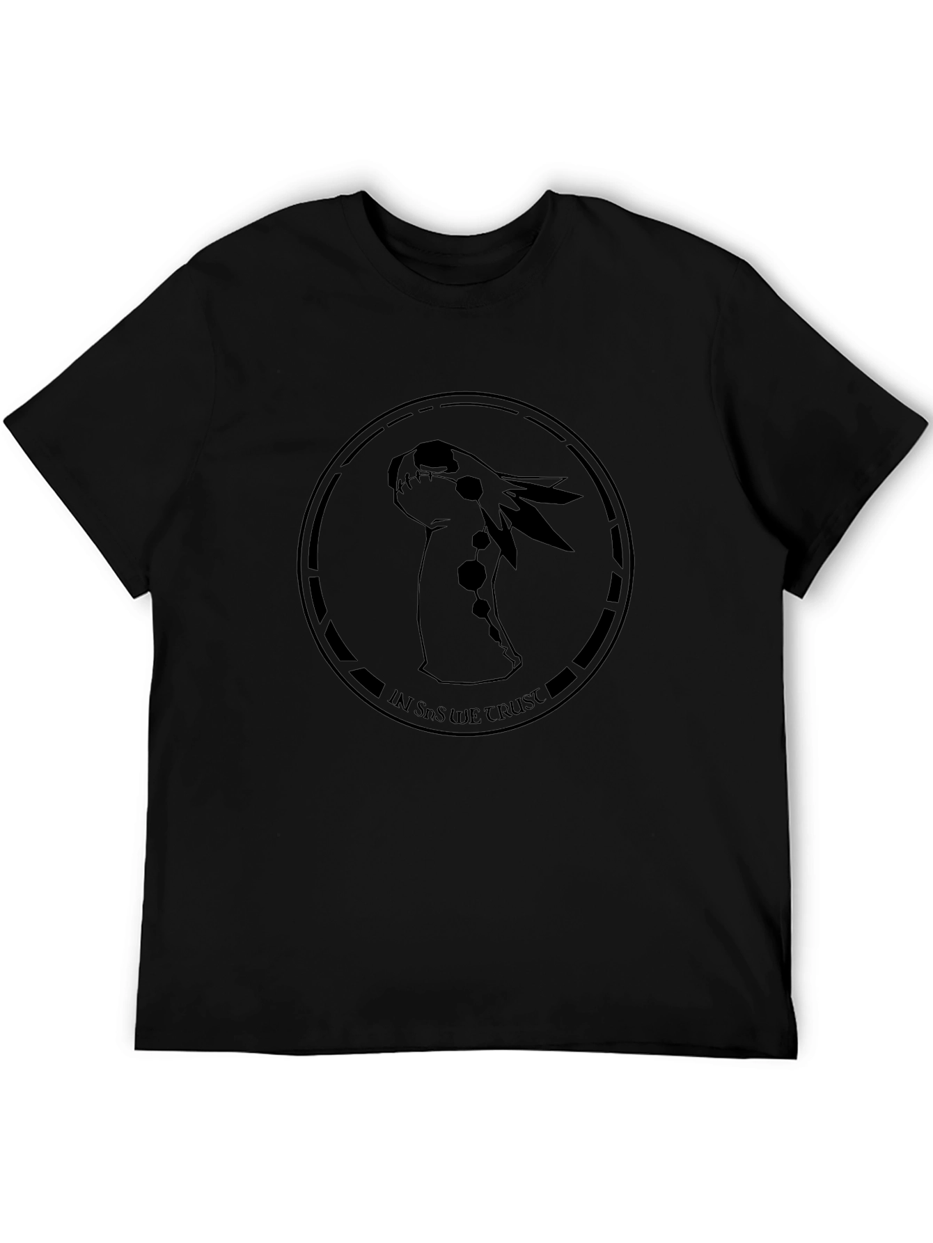 Unique Black T-Shirt with Illustrated Creature Design