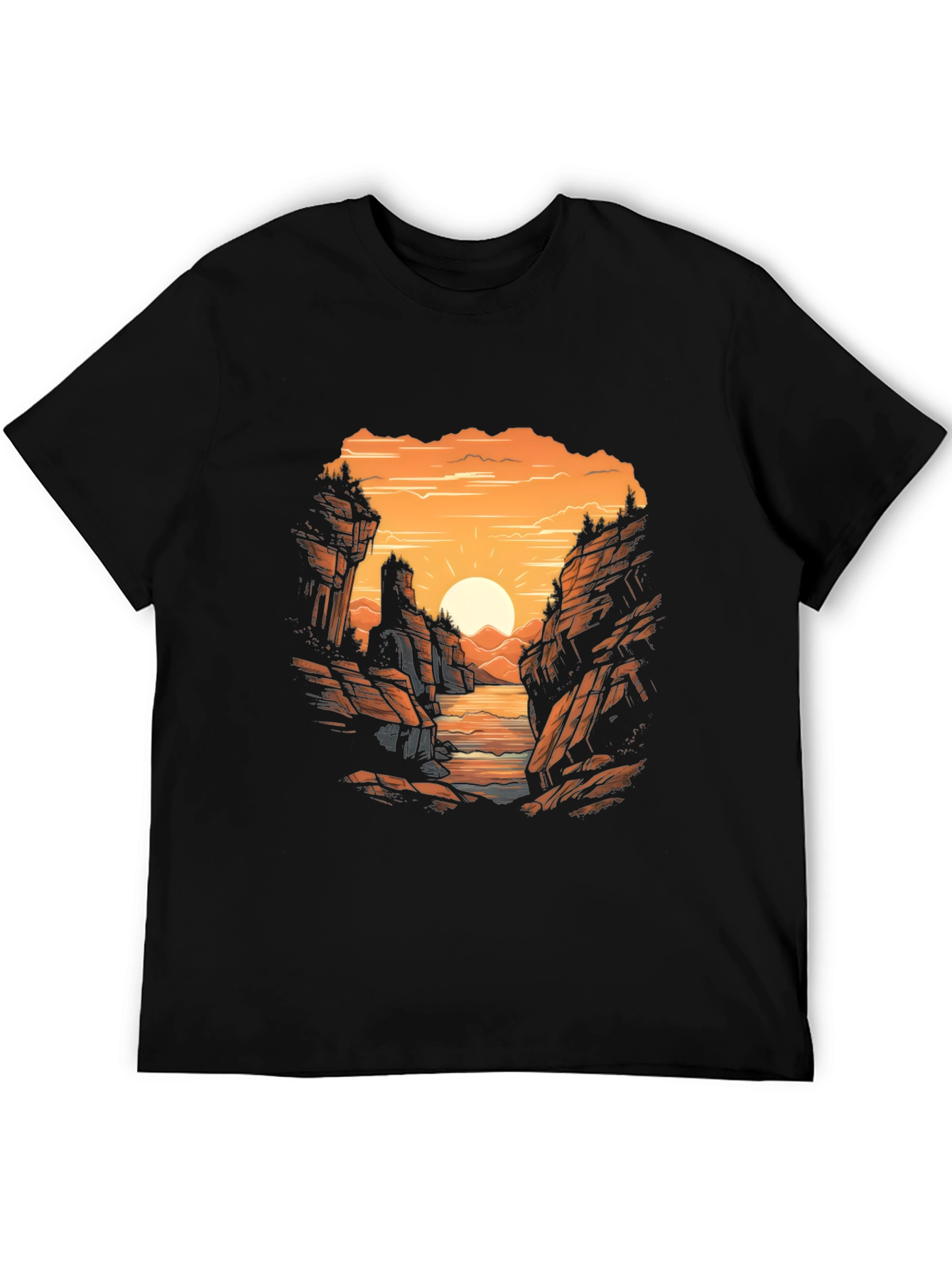 Sunset Vista Graphic Tee - Mens Black T-Shirt