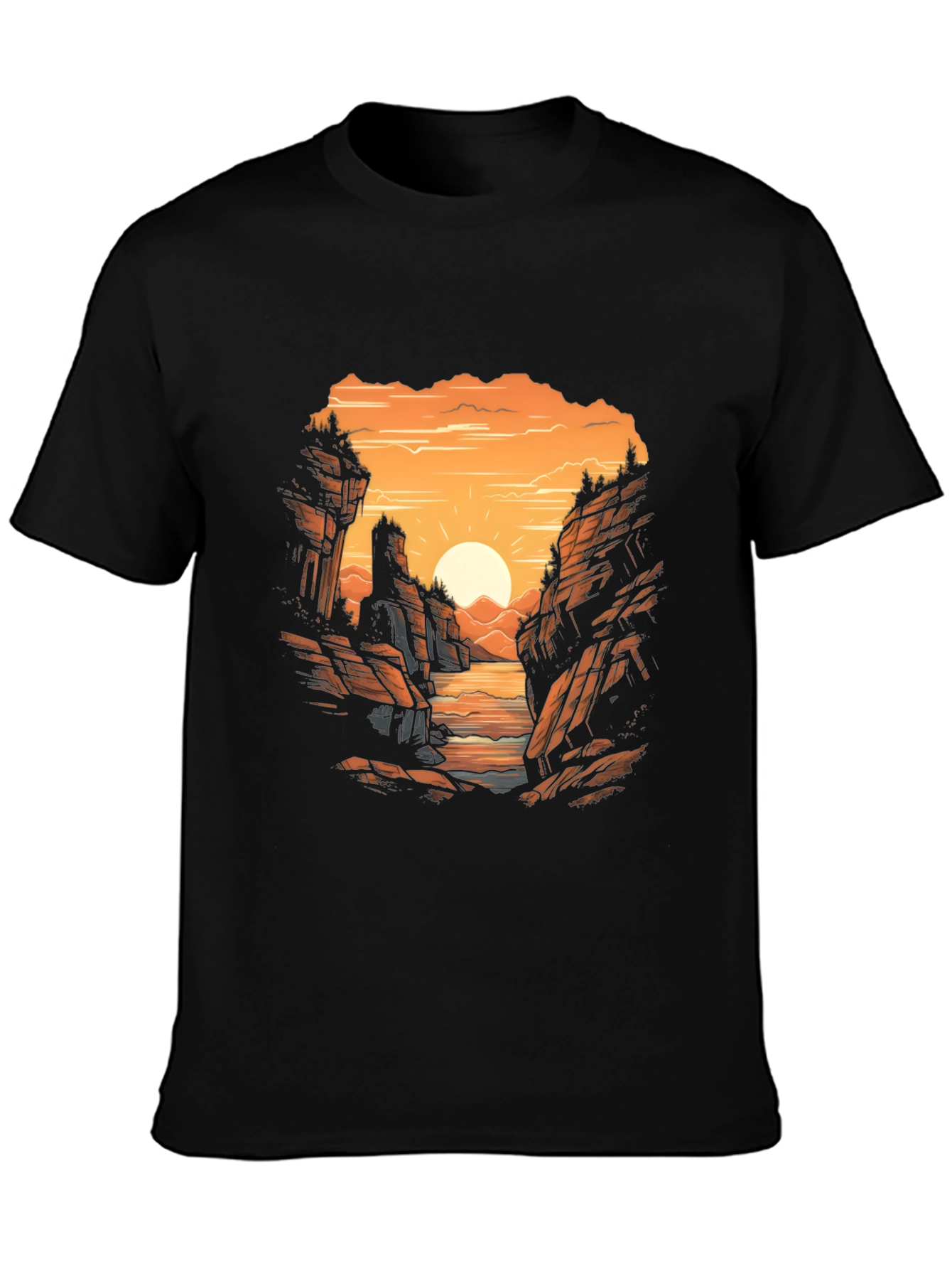 Sunset Vista Graphic Tee - Mens Black T-Shirt