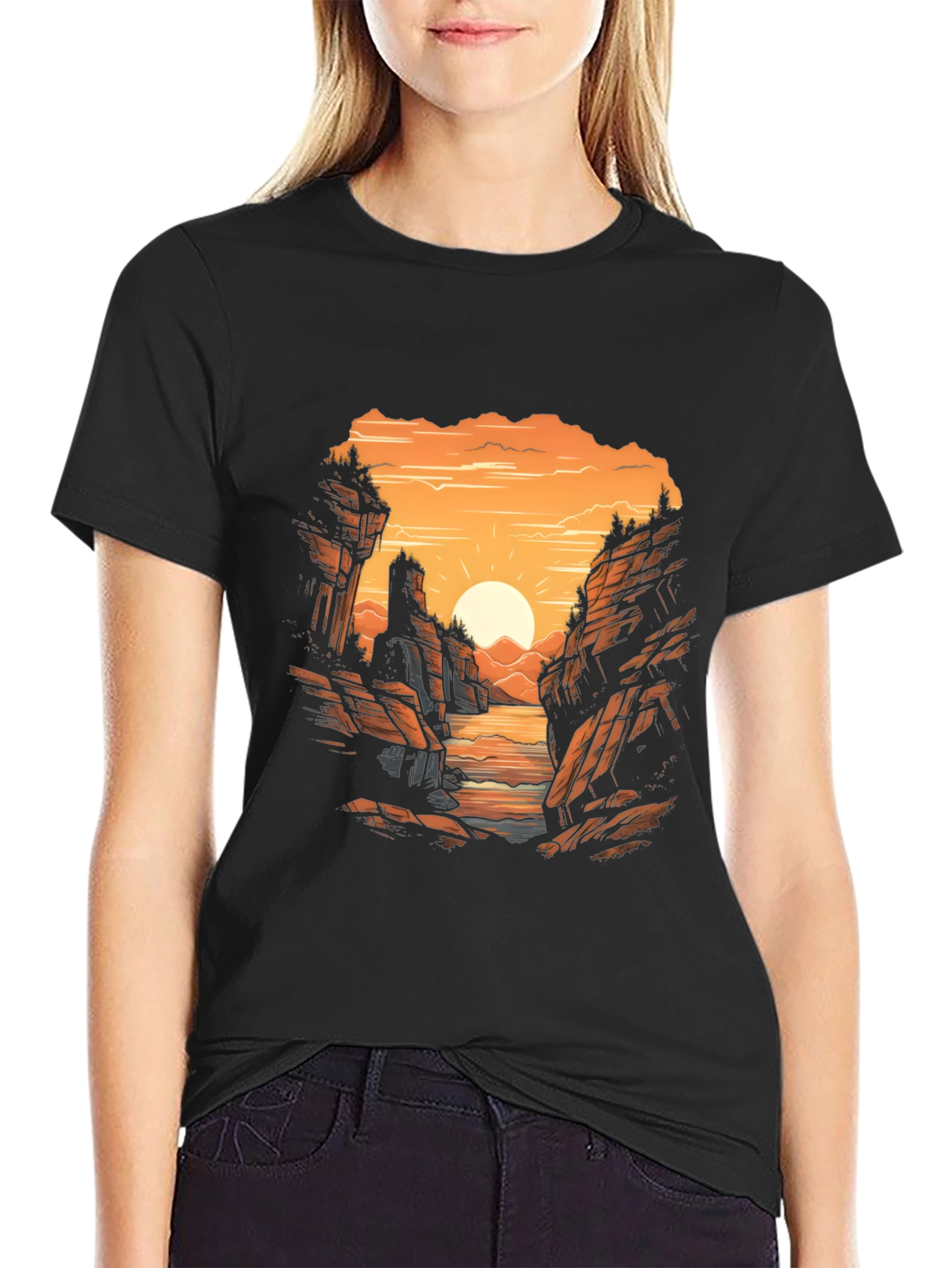 Sunset Vista Graphic Tee - Mens Black T-Shirt