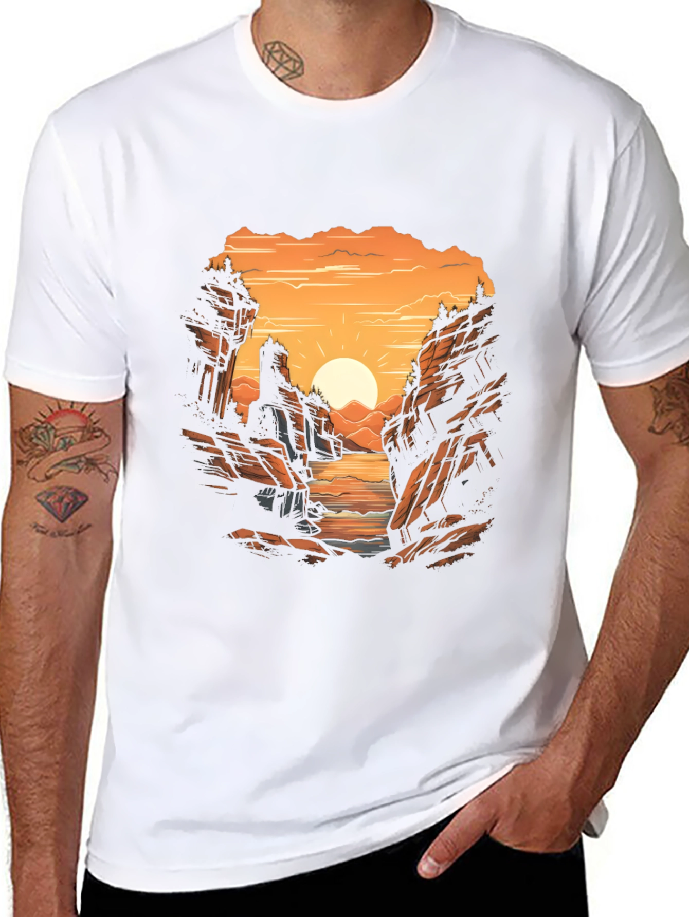 Sunset Vista Graphic Tee - Mens Black T-Shirt