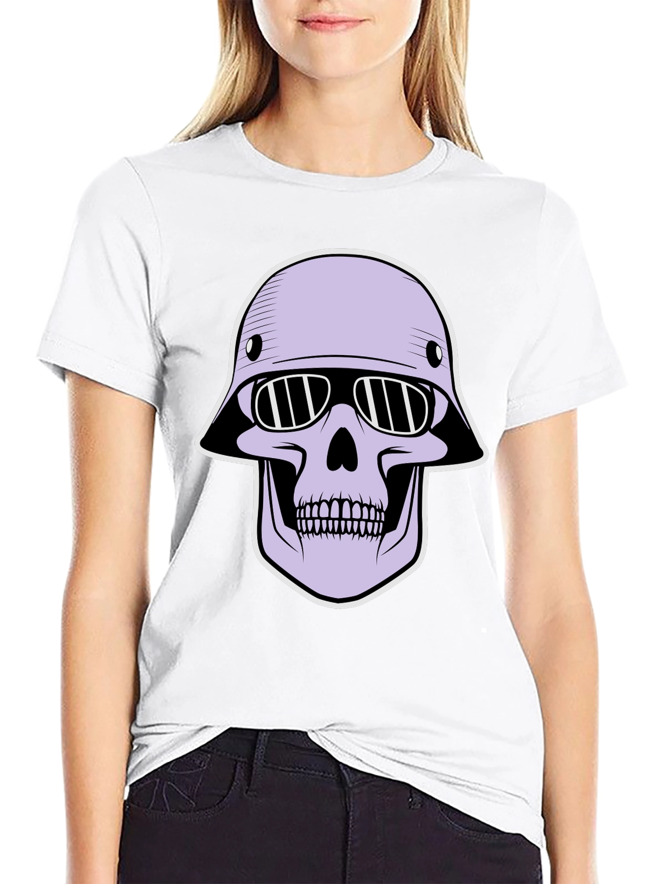 Skull Helmet Graphic Tee - Edgy Streetwear