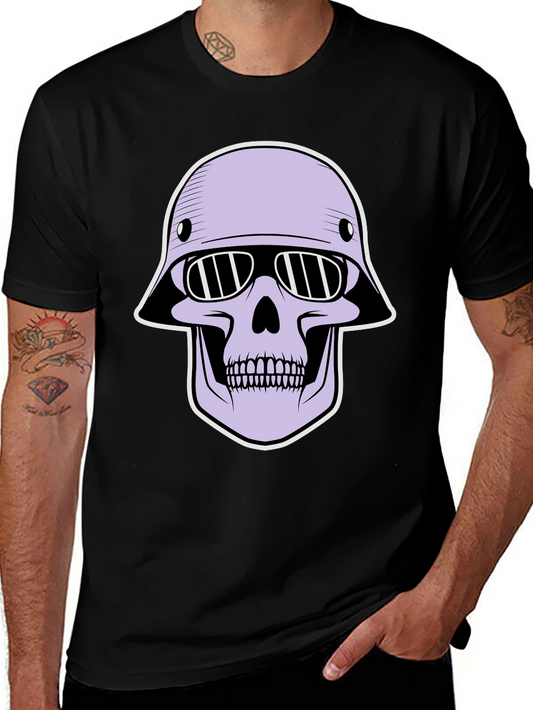Skull Helmet Graphic Tee - Edgy Streetwear