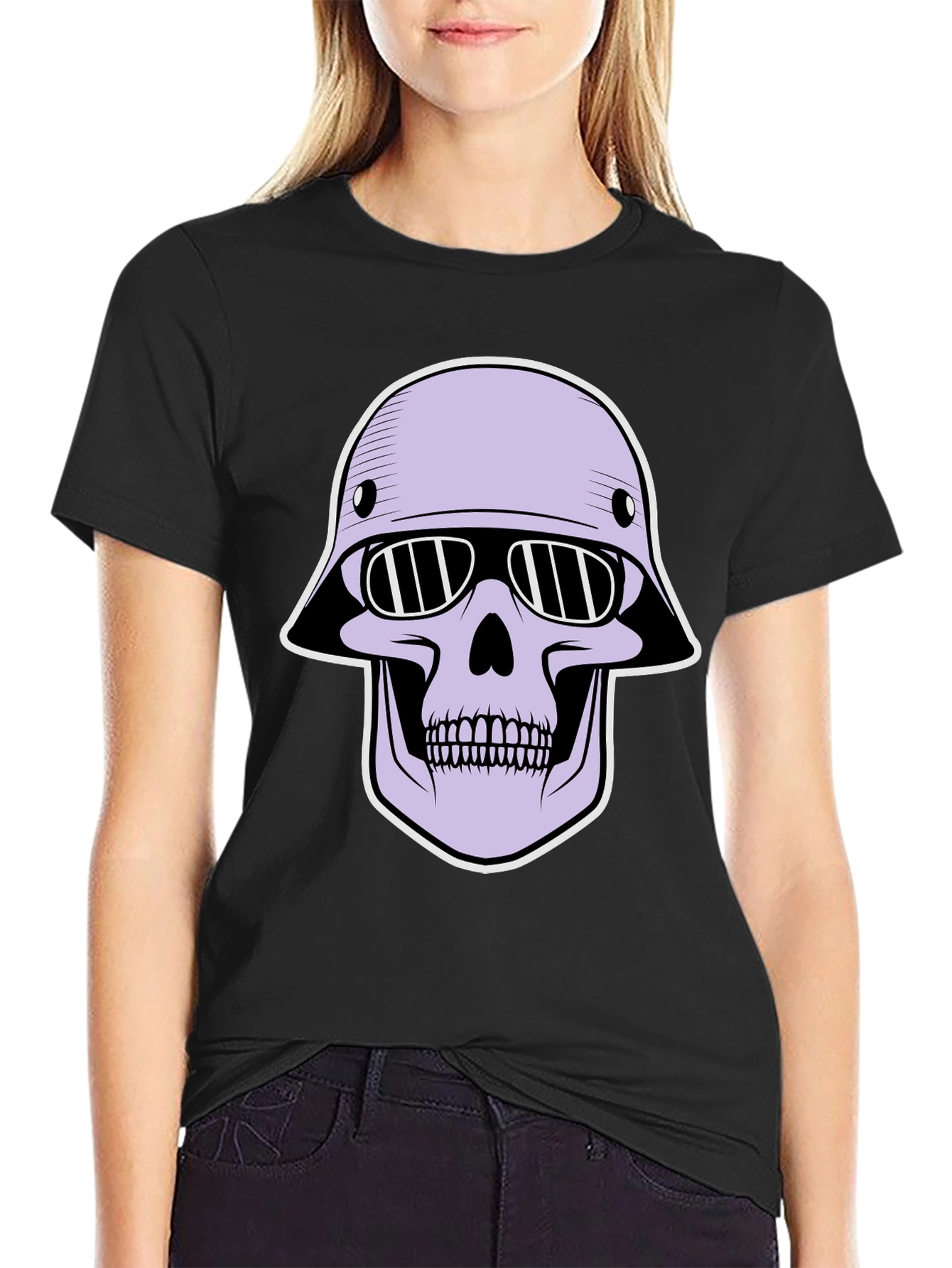 Skull Helmet Graphic Tee - Edgy Streetwear