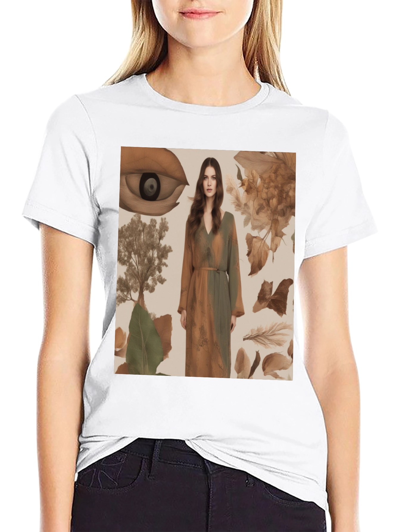 Artistic Eye & Nature Print Black T-Shirt