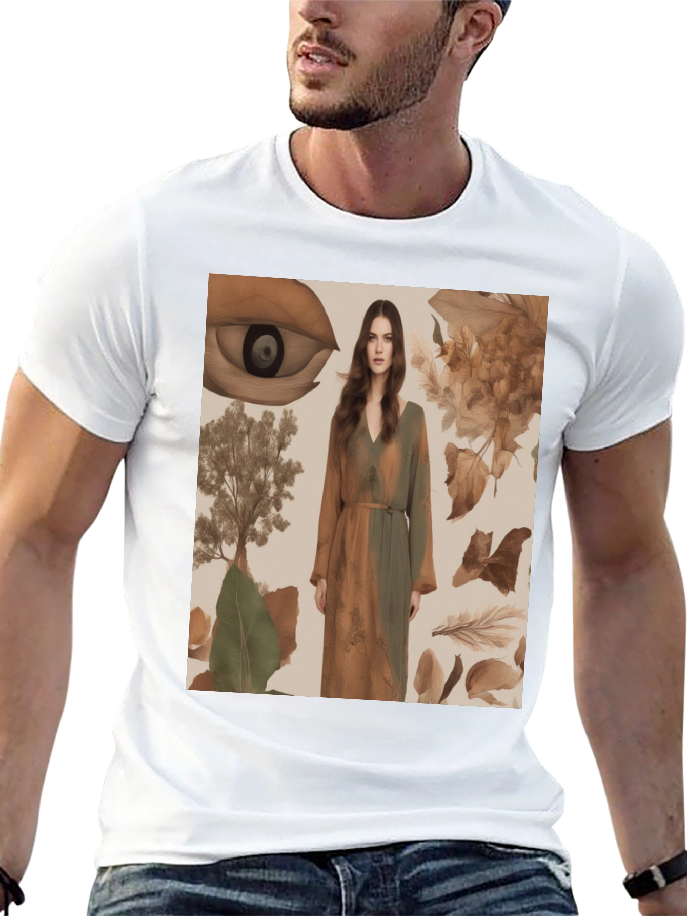 Artistic Eye & Nature Print Black T-Shirt