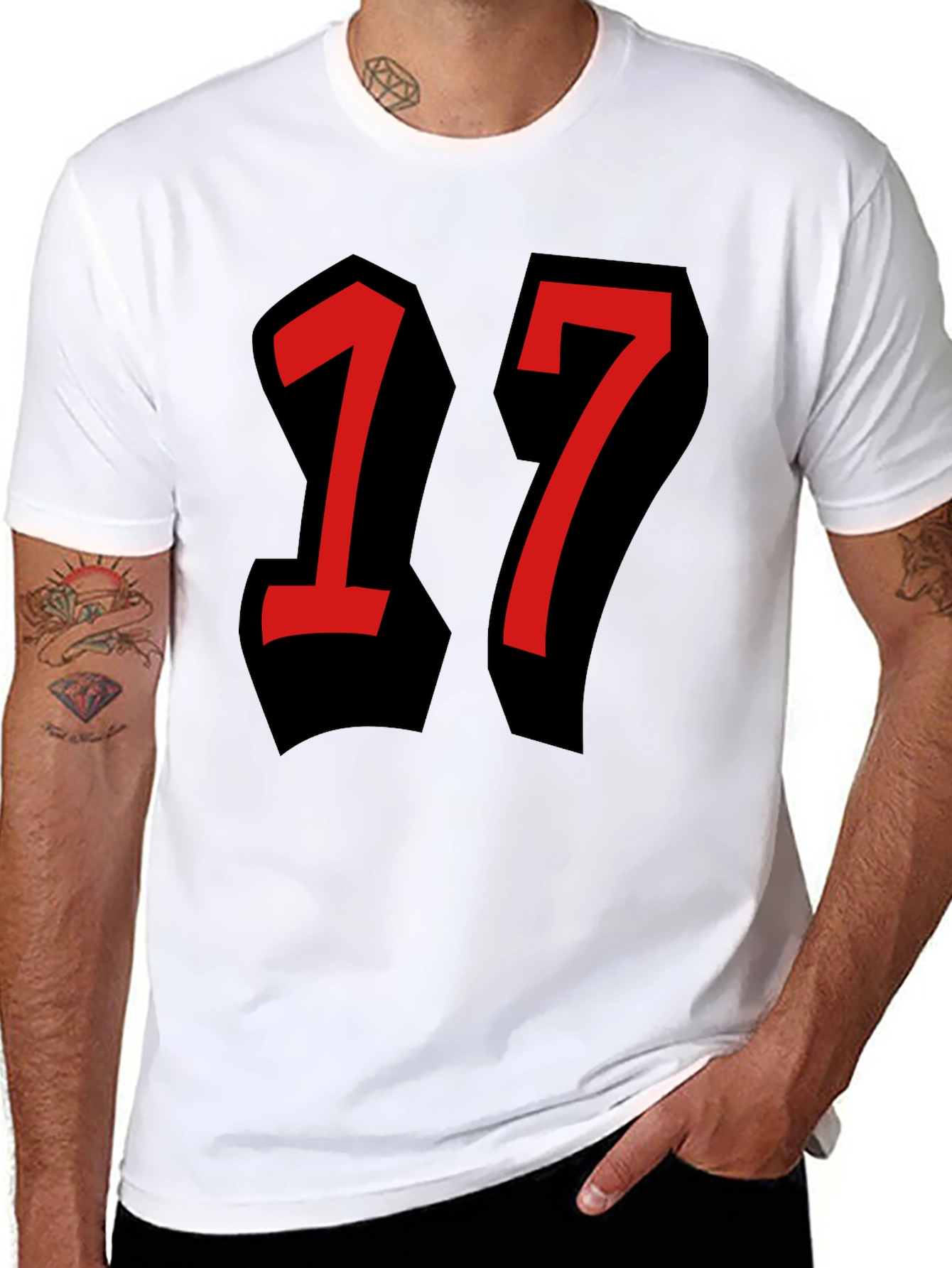 Bold Number 17 Graphic Tee - Black T-Shirt