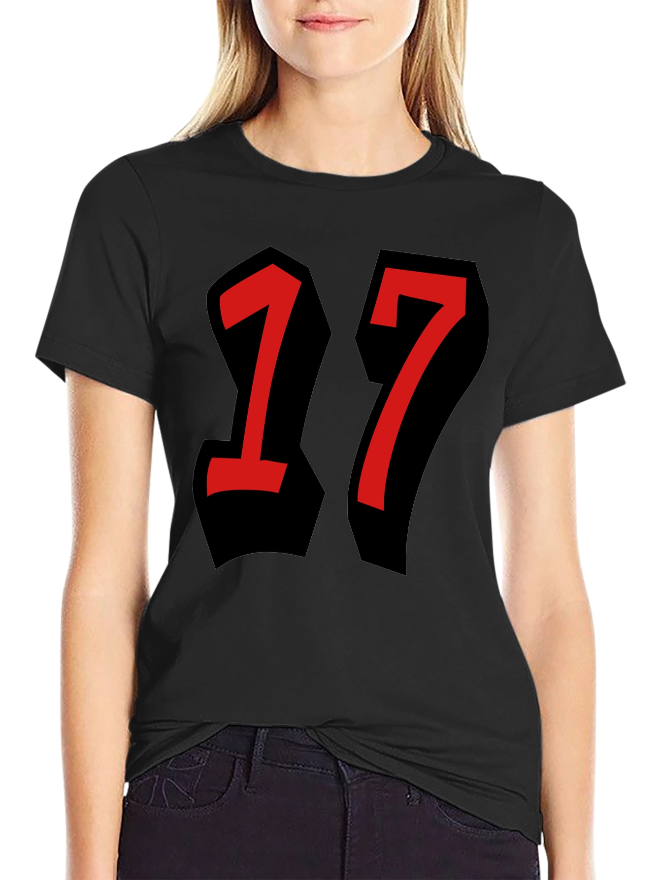 Bold Number 17 Graphic Tee - Black T-Shirt