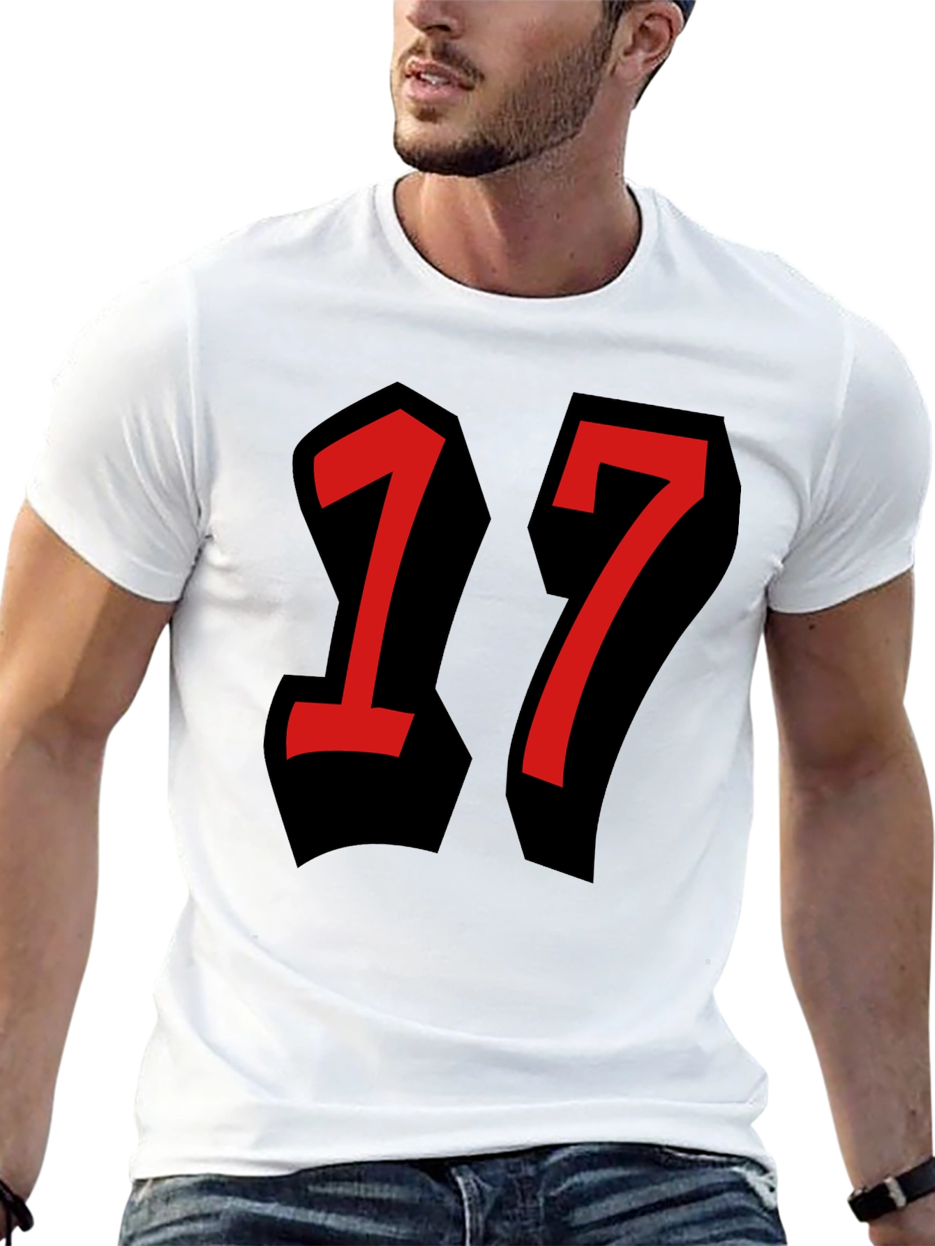 Bold Number 17 Graphic Tee - Black T-Shirt