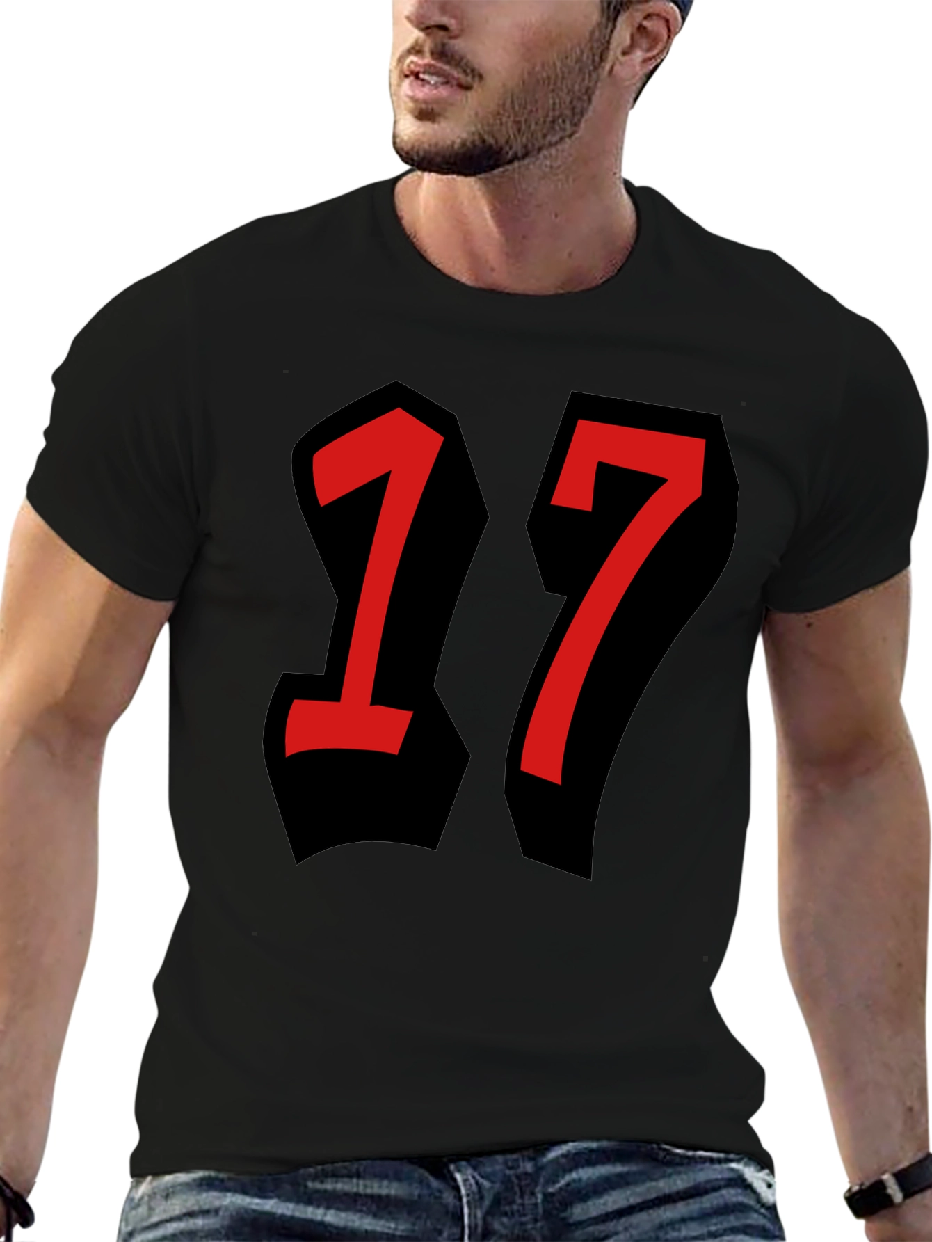 Bold Number 17 Graphic Tee - Black T-Shirt
