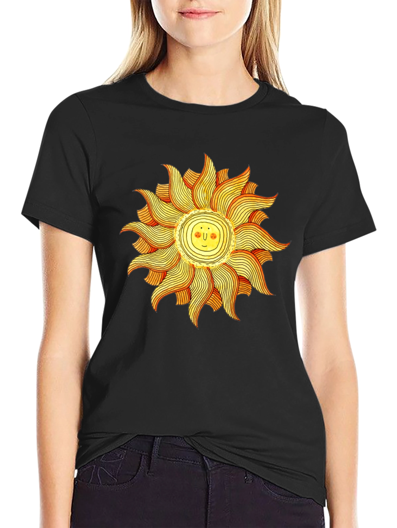 Smiling Sun Graphic Black Tee
