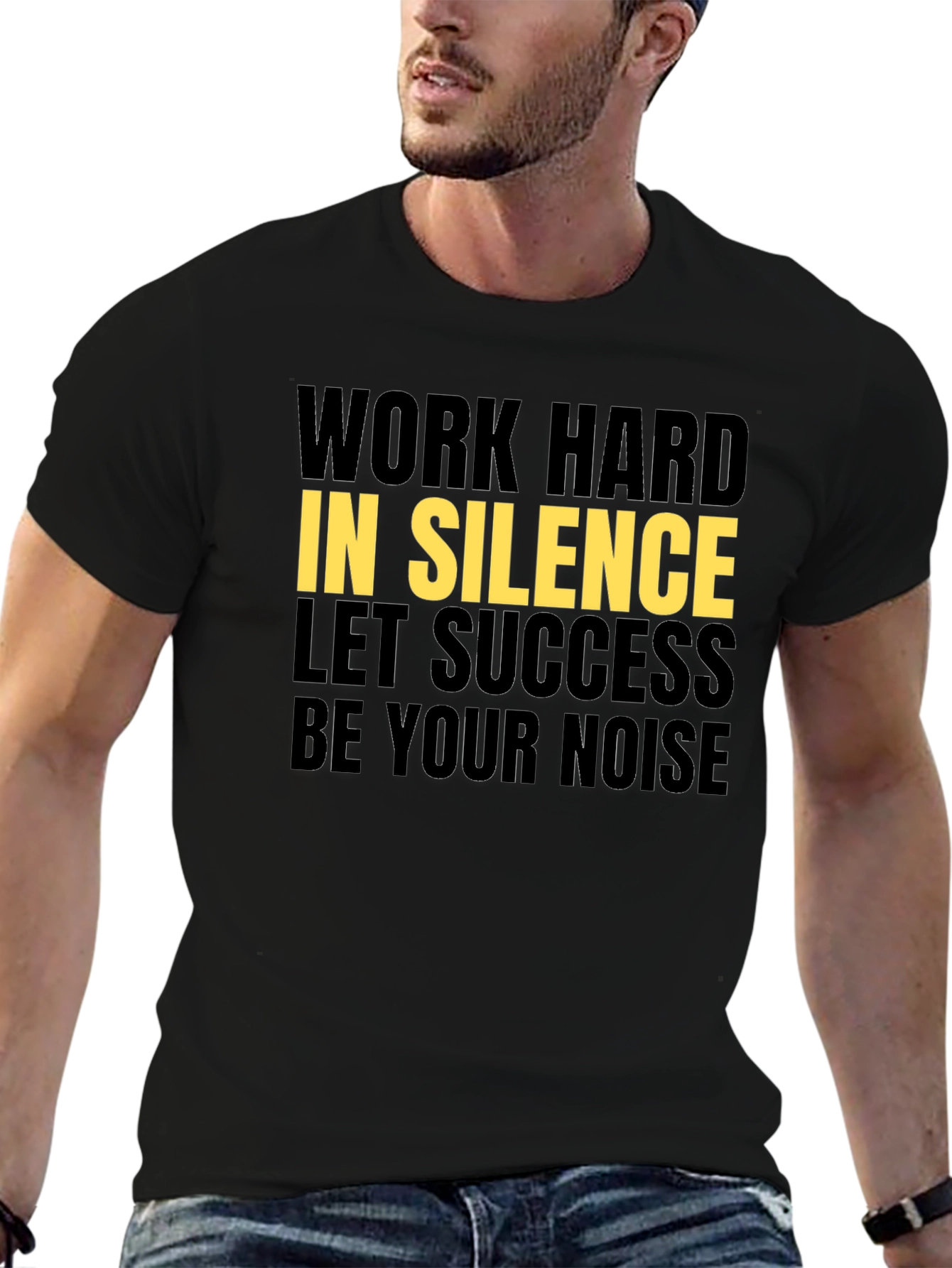 Motivational Graphic Tee - Work Hard in Silence
