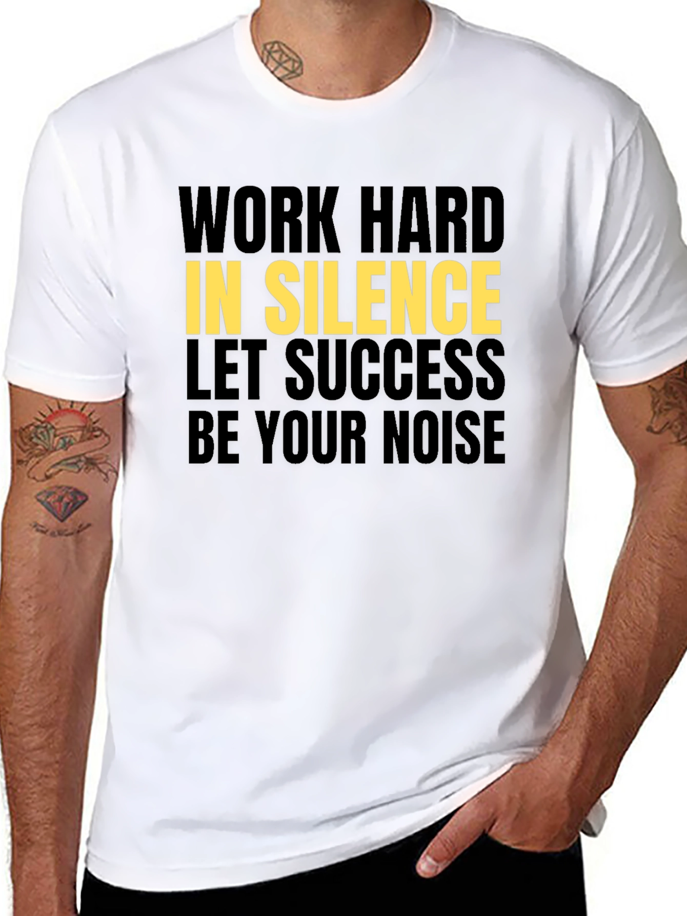 Motivational Graphic Tee - Work Hard in Silence