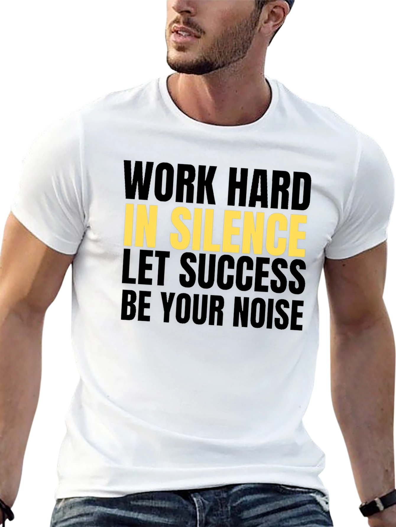 Motivational Graphic Tee - Work Hard in Silence