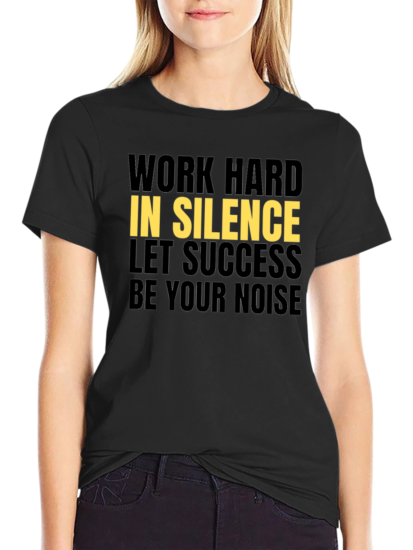 Motivational Graphic Tee - Work Hard in Silence