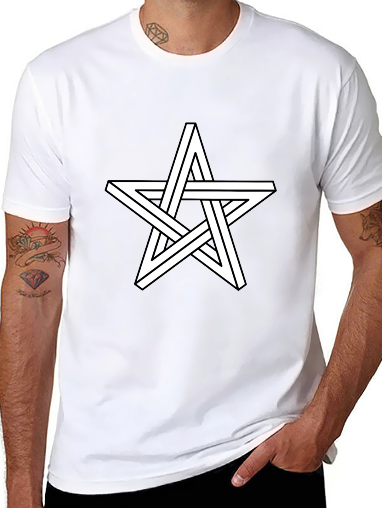 Optical Illusion Star Graphic T-Shirt