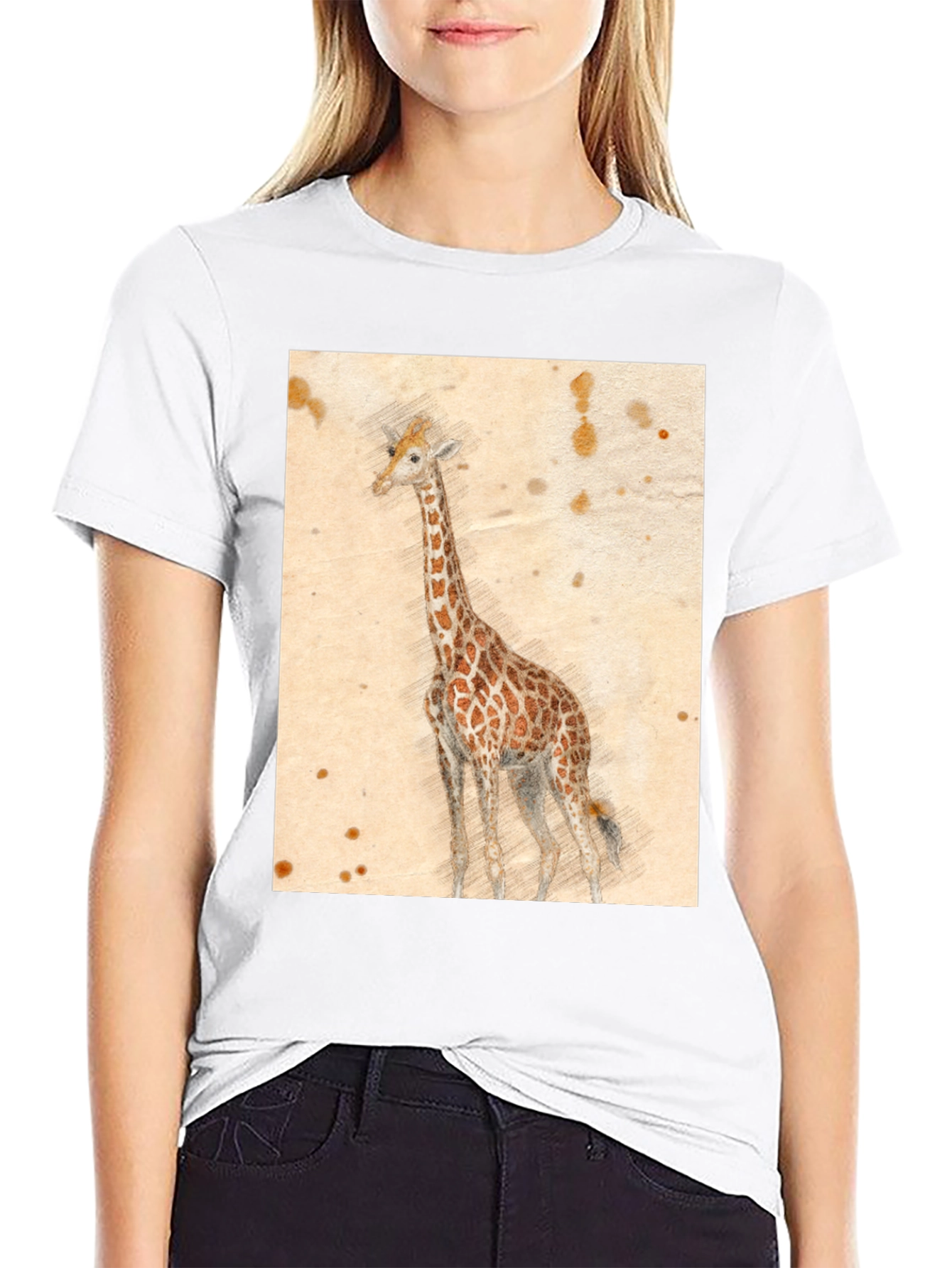 Giraffe Sketch T-Shirt - Unique Graphic Tee