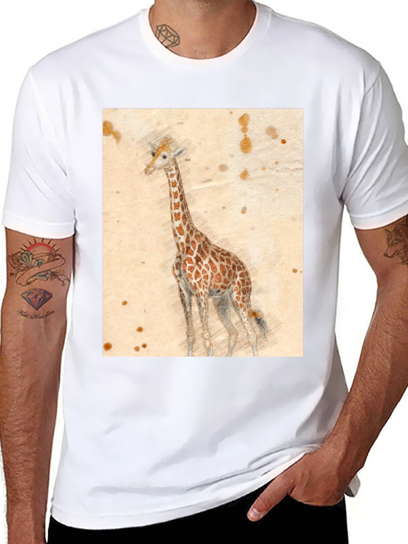Giraffe Sketch T-Shirt - Unique Graphic Tee