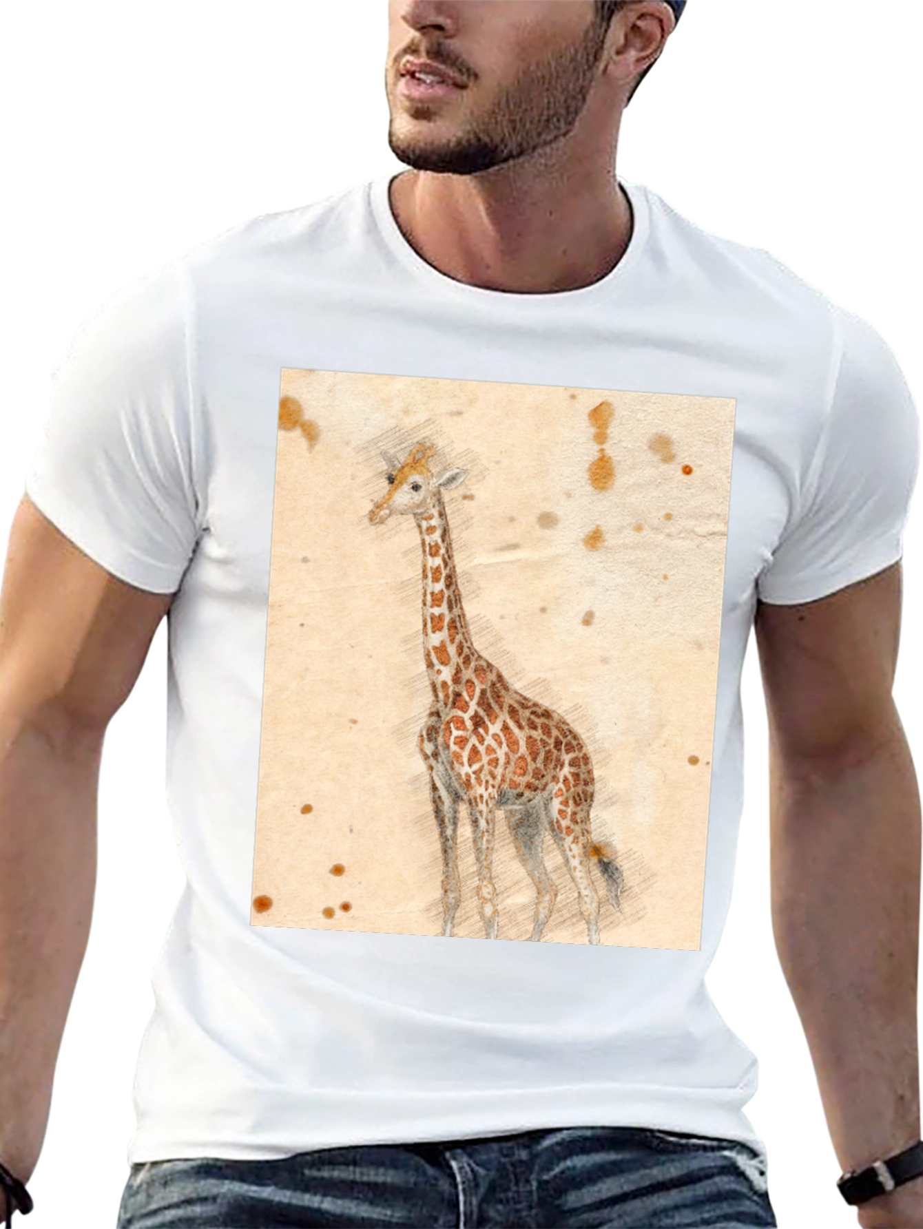 Giraffe Sketch T-Shirt - Unique Graphic Tee