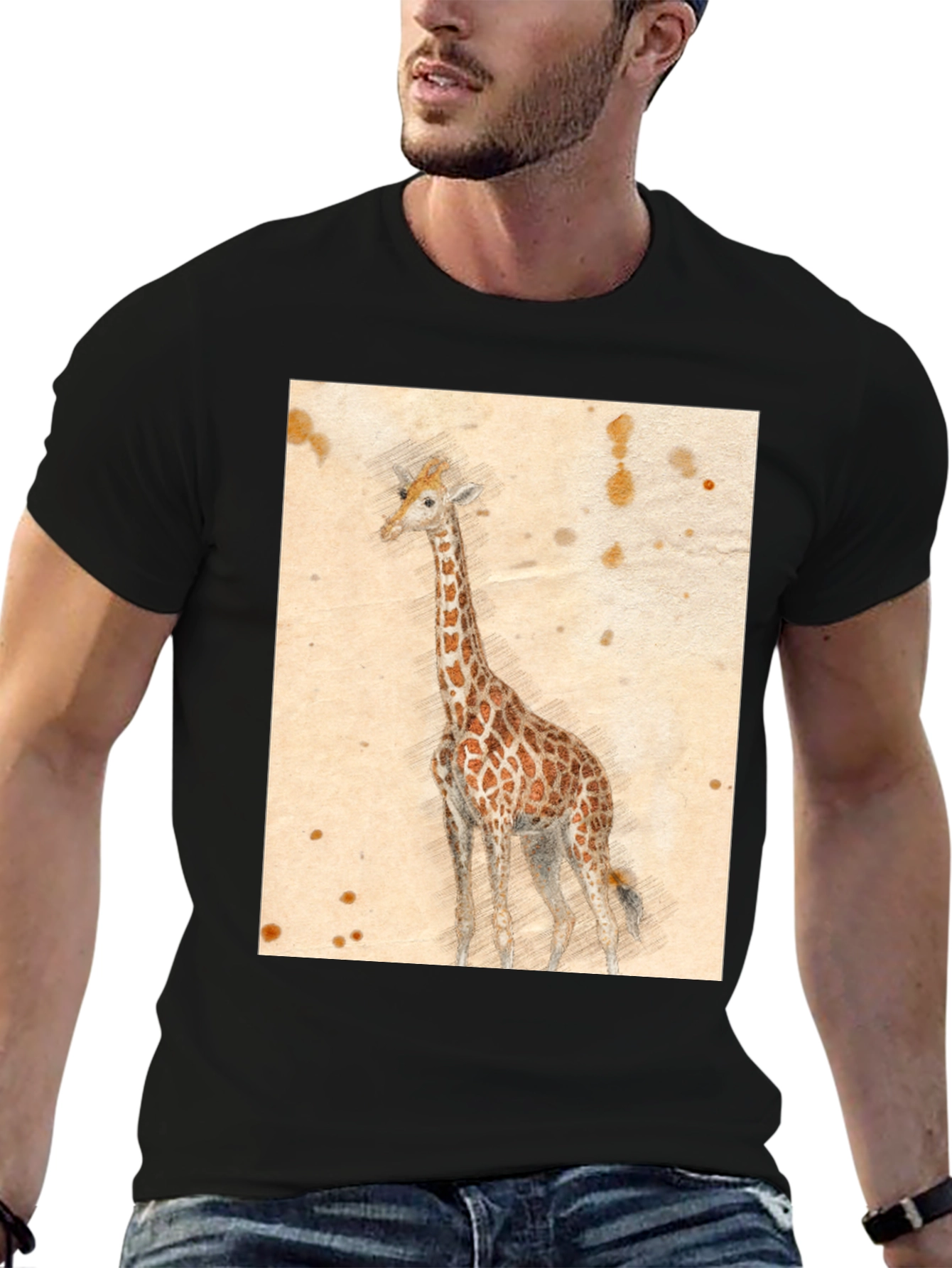 Giraffe Sketch T-Shirt - Unique Graphic Tee