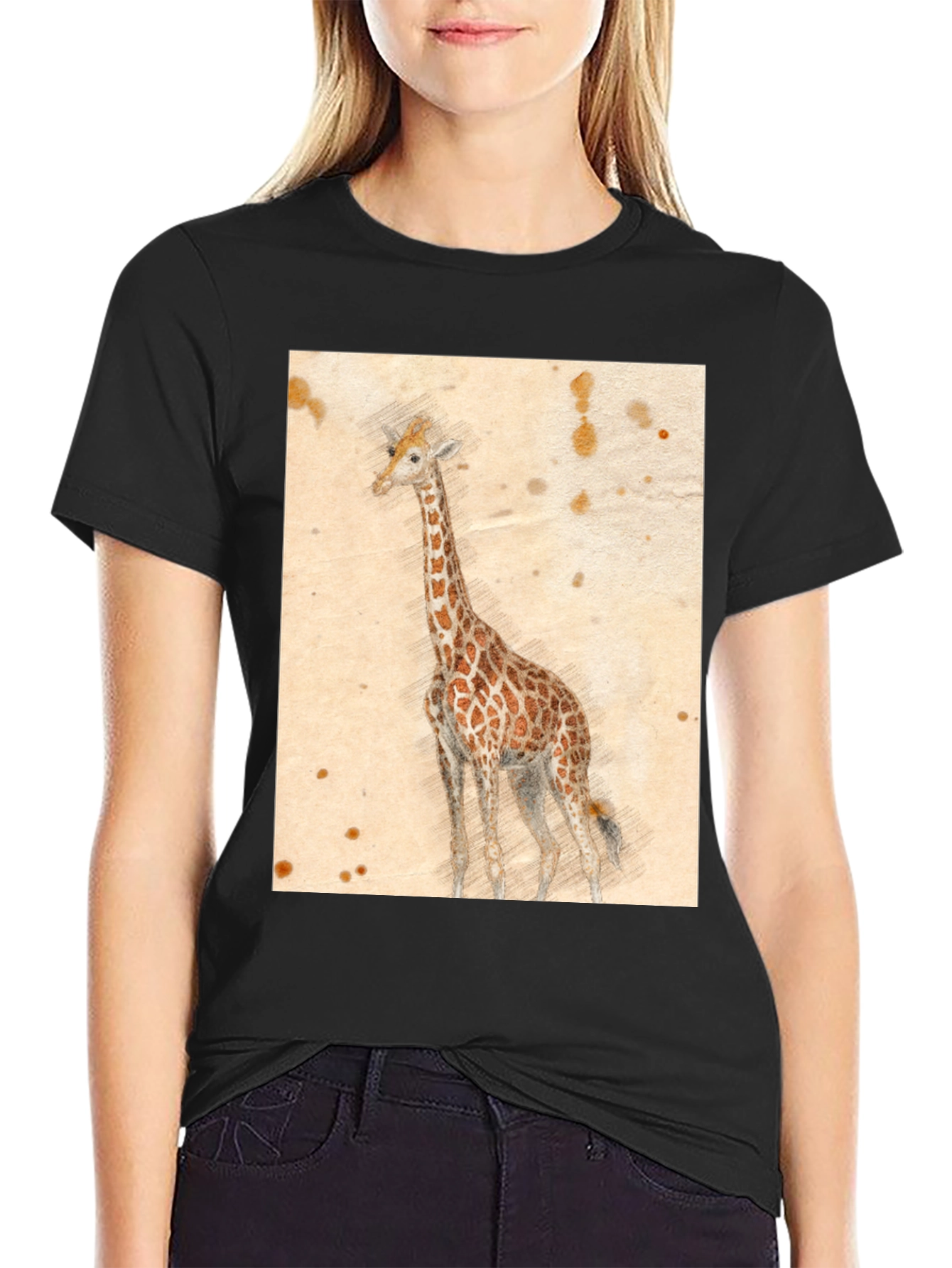 Giraffe Sketch T-Shirt - Unique Graphic Tee