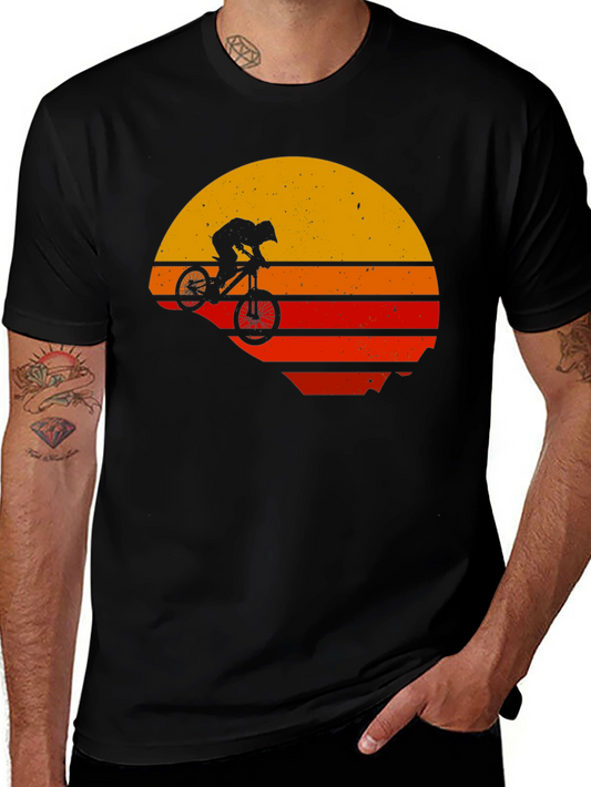 Retro Mountain Bike Sunset Graphic Tee