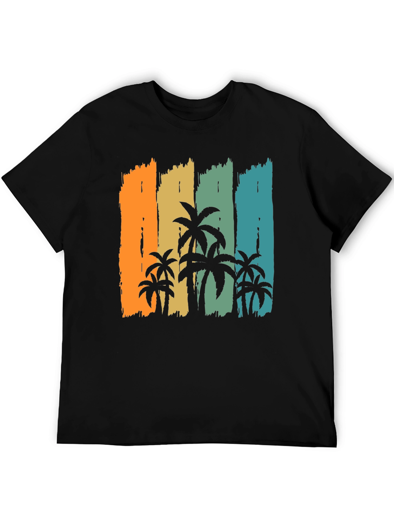 Retro Palm Tree Graphic Black T-Shirt