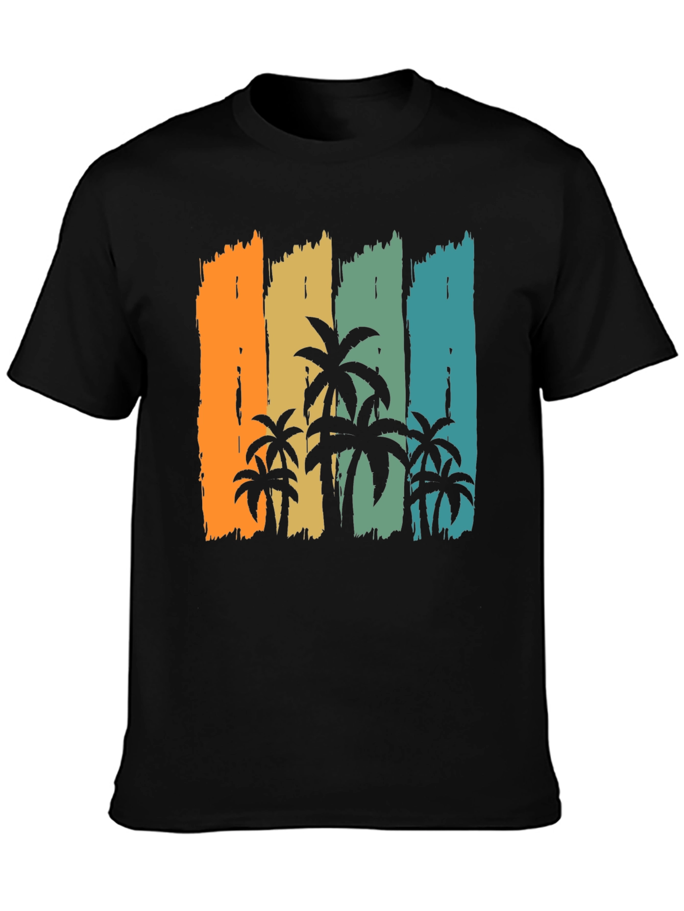 Retro Palm Tree Graphic Black T-Shirt