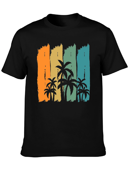 Retro Palm Tree Graphic Black T-Shirt