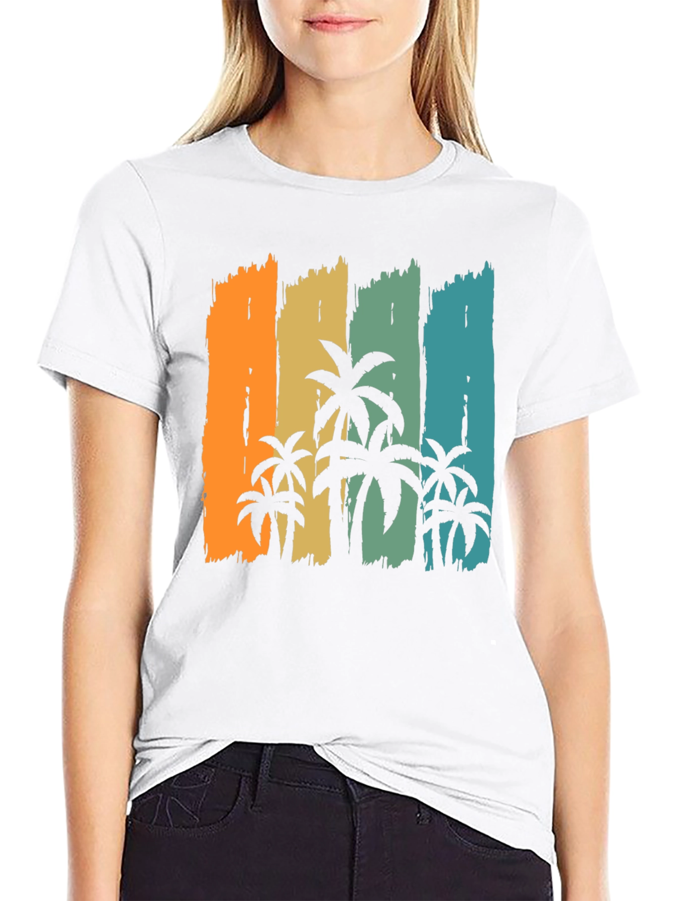 Retro Palm Tree Graphic Black T-Shirt
