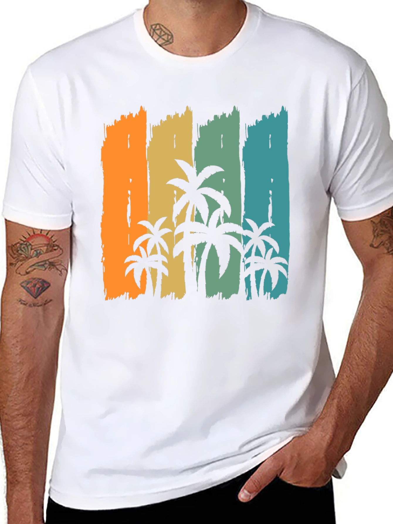 Retro Palm Tree Graphic Black T-Shirt