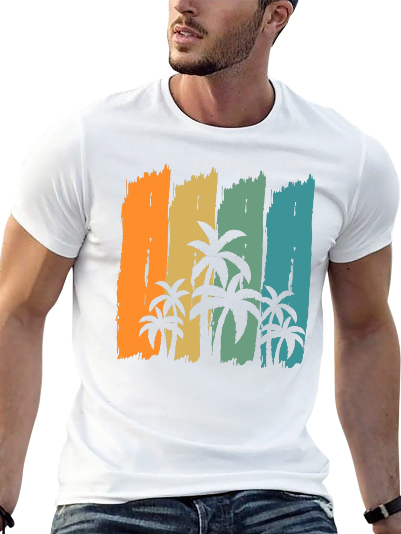 Retro Palm Tree Graphic Black T-Shirt