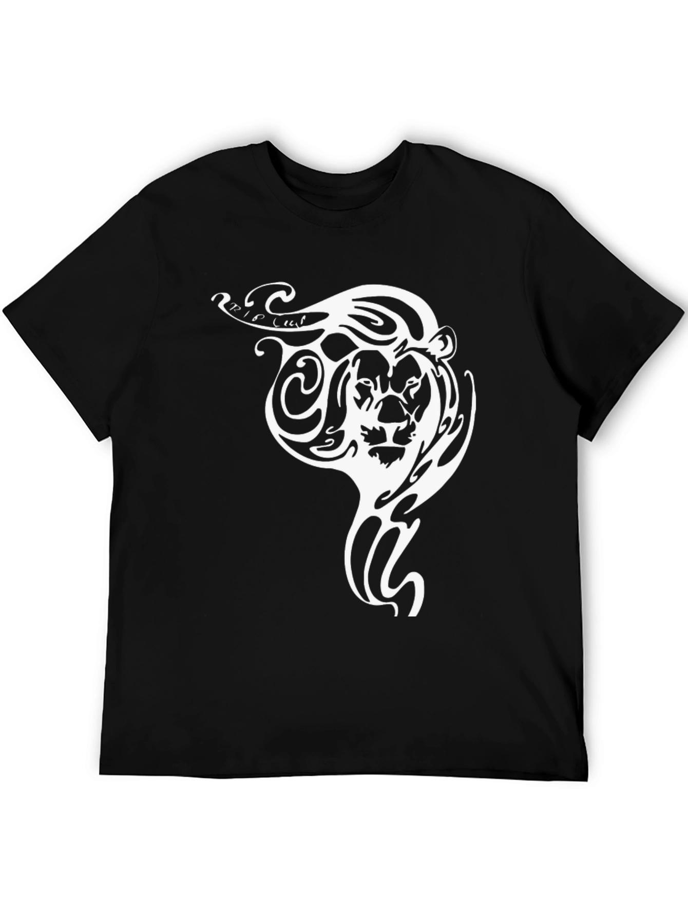Lion Tribal Tattoo Graphic T-Shirt - Black