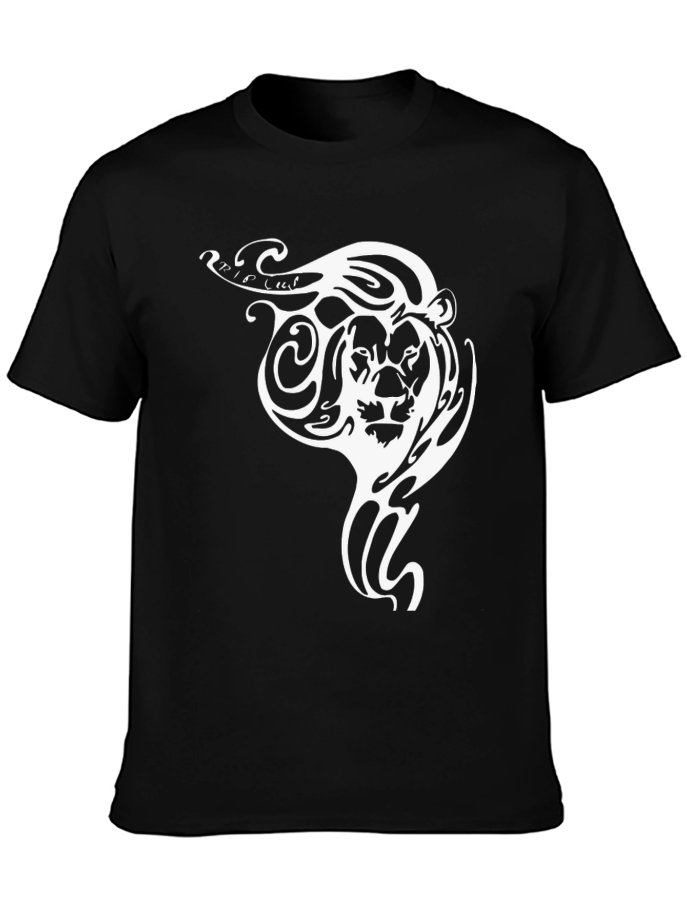 Lion Tribal Tattoo Graphic T-Shirt - Black
